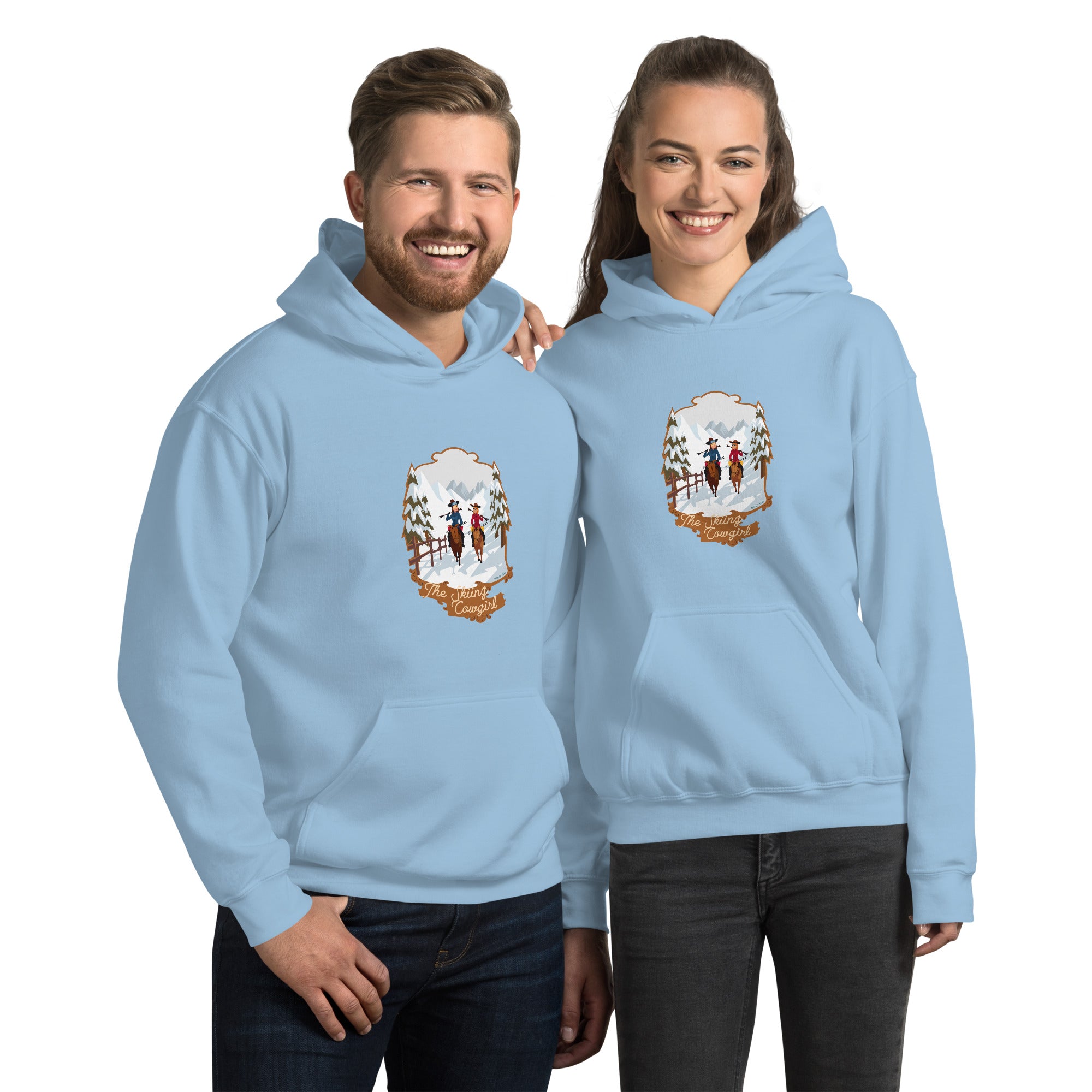 Unisex Hoodie The Skiing Cowgirl on light colors