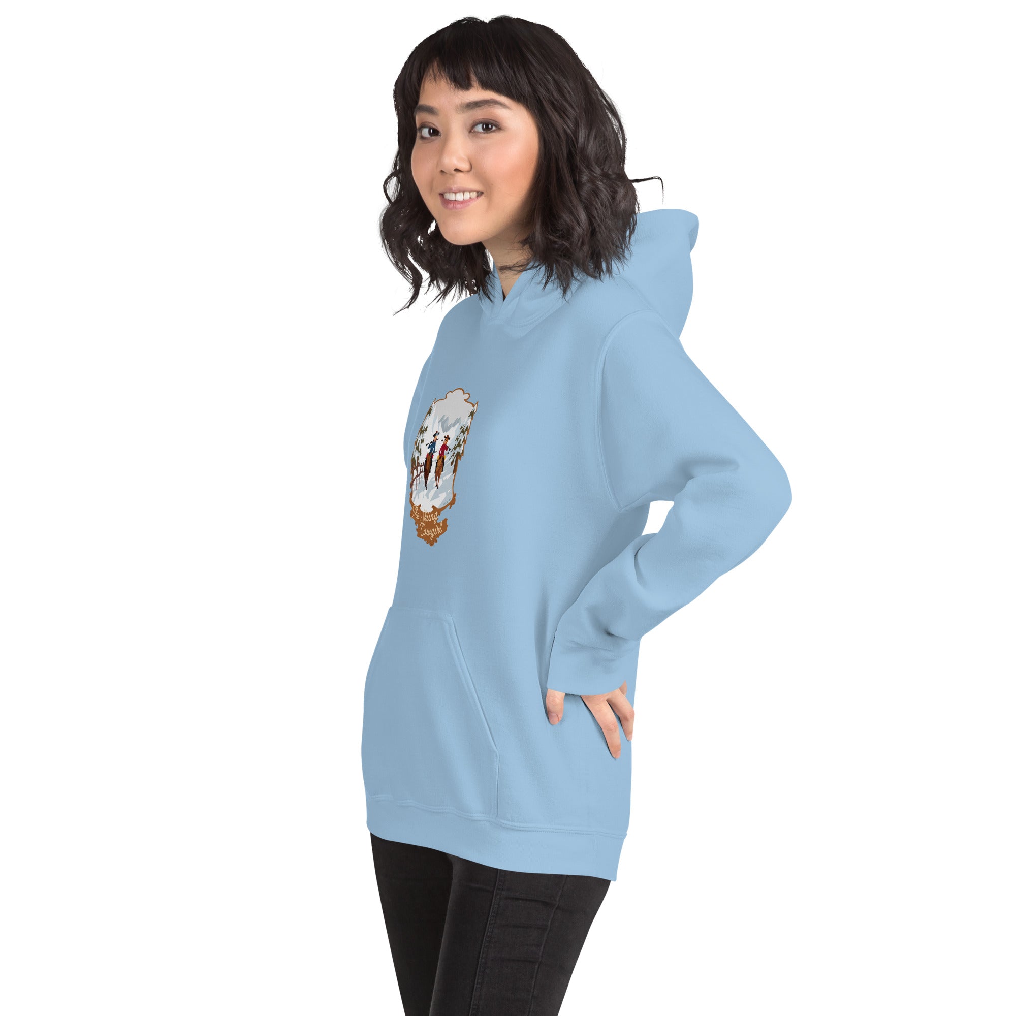 Unisex Hoodie The Skiing Cowgirl on light colors