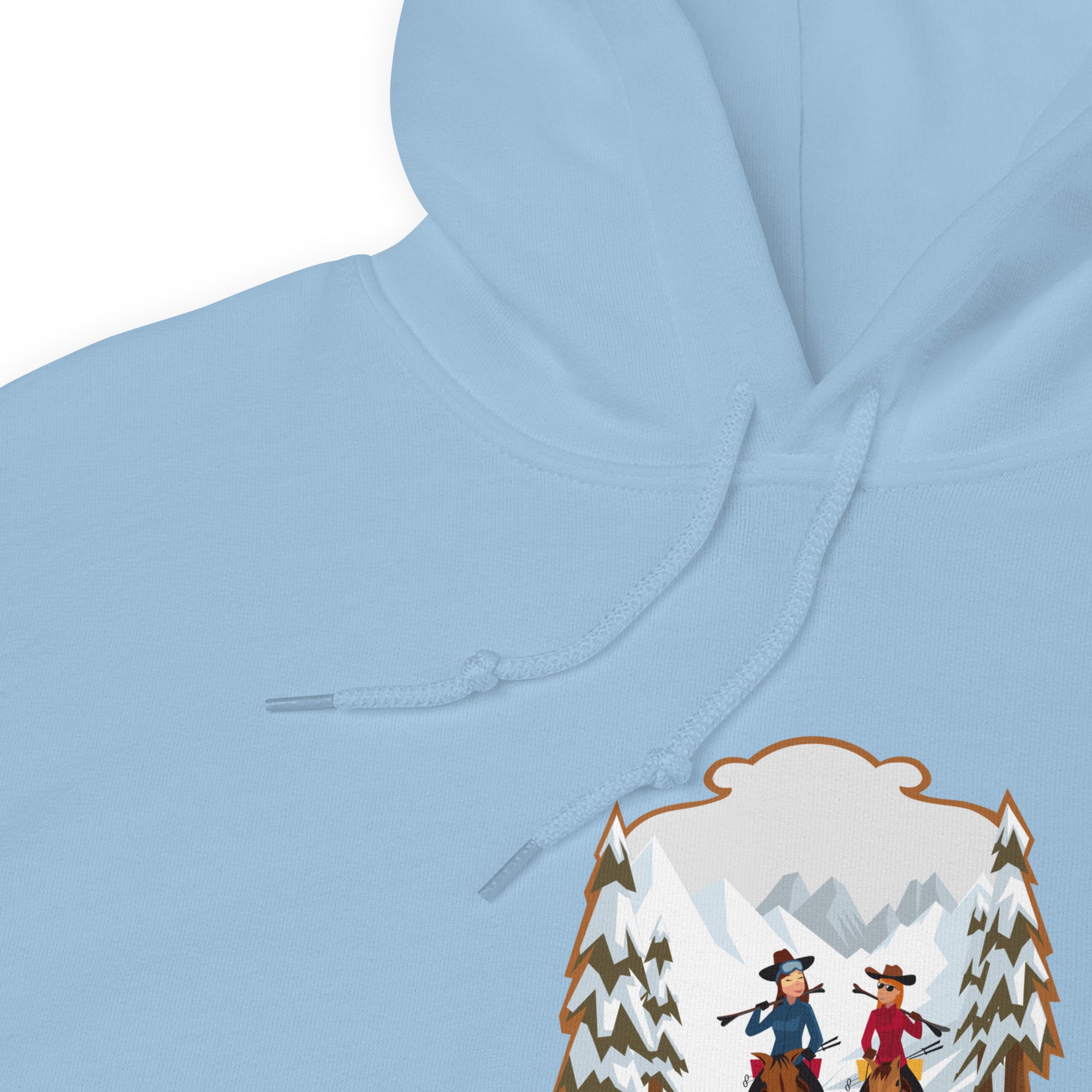 Sweat à capuche d'hiver unisexe The Skiing Cowgirl sur couleurs claires