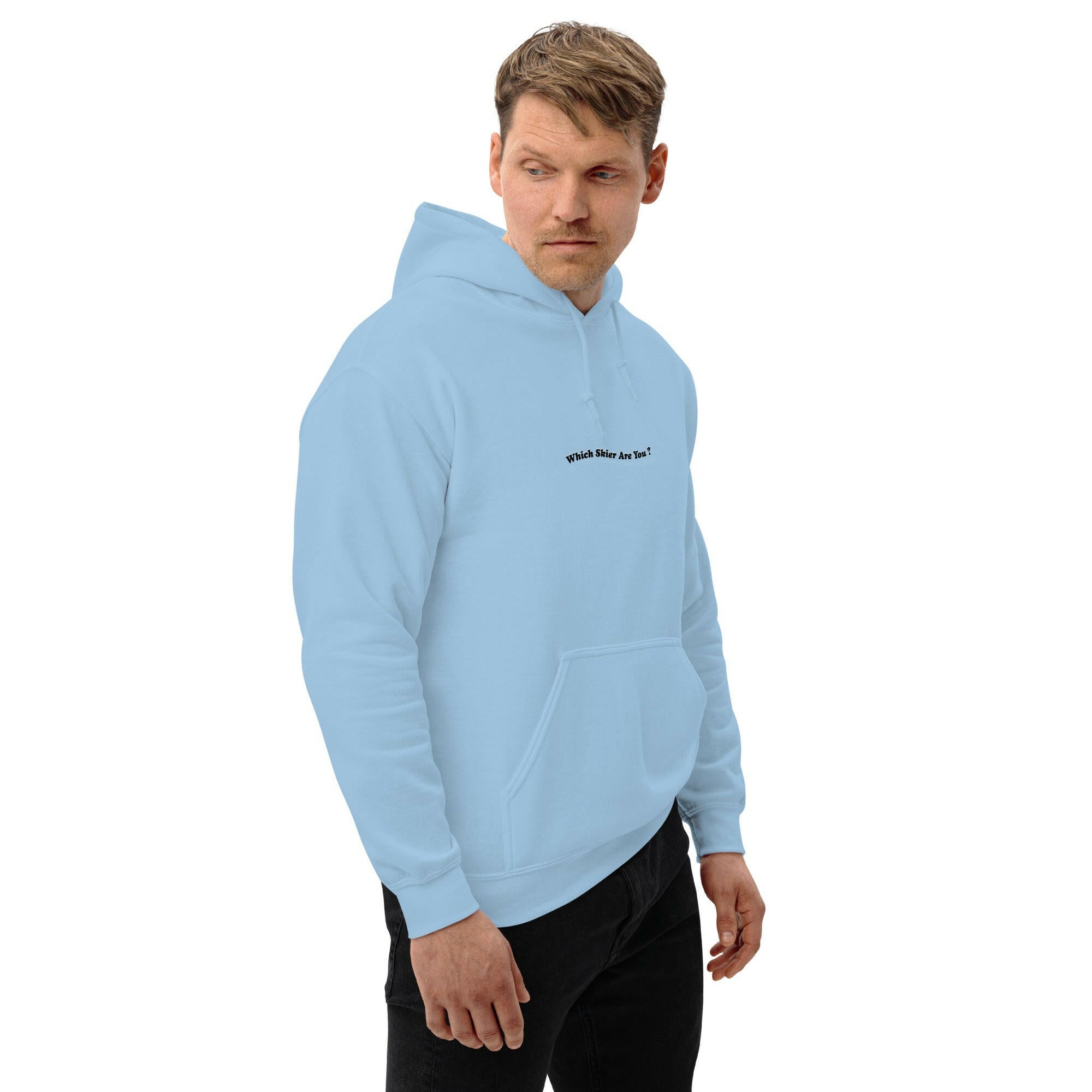 Unisex Hoodie Which skier are you? Ski Racer (front & back) on light colors