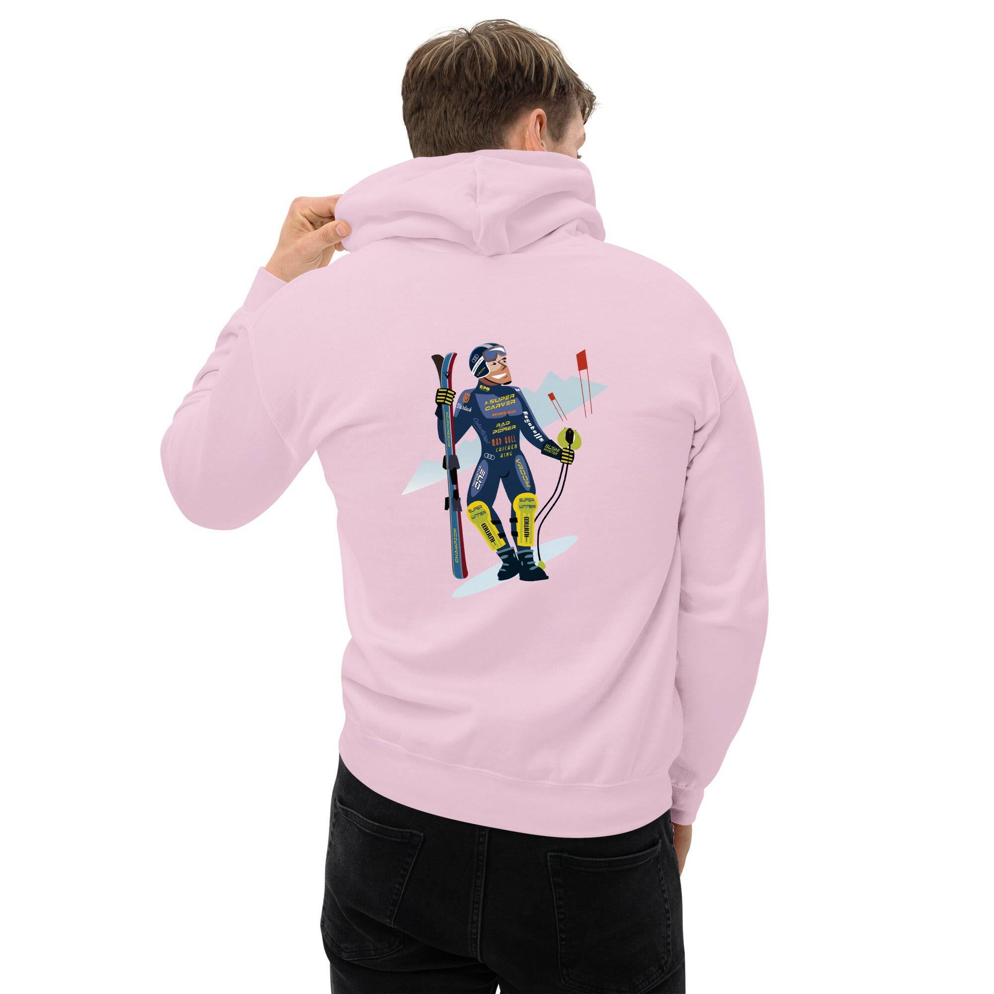 Unisex Hoodie Which skier are you? Ski Racer (front & back) on light colors