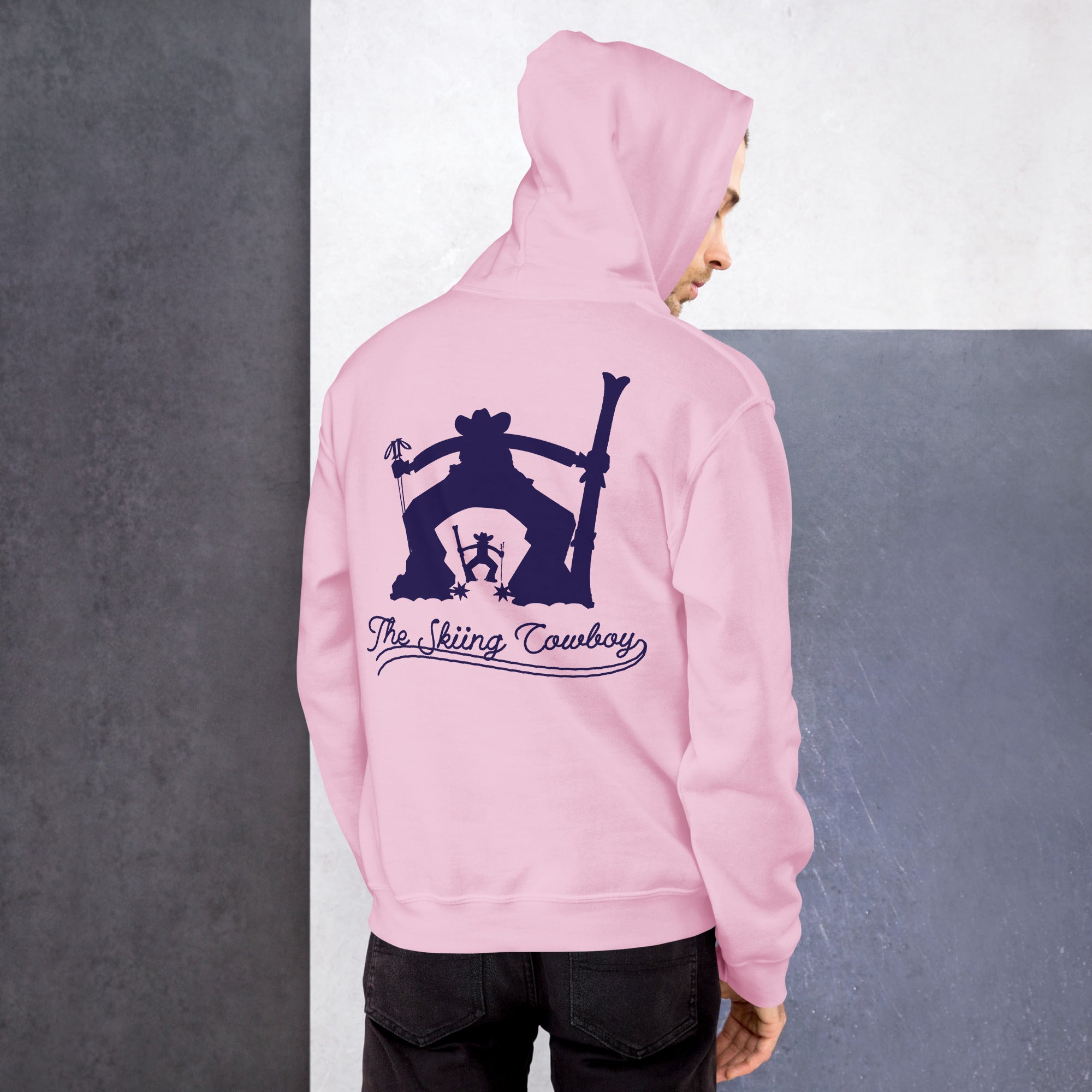 Unisex Hoodie The Skiing Cowboy Duel Silhouette (front & back)