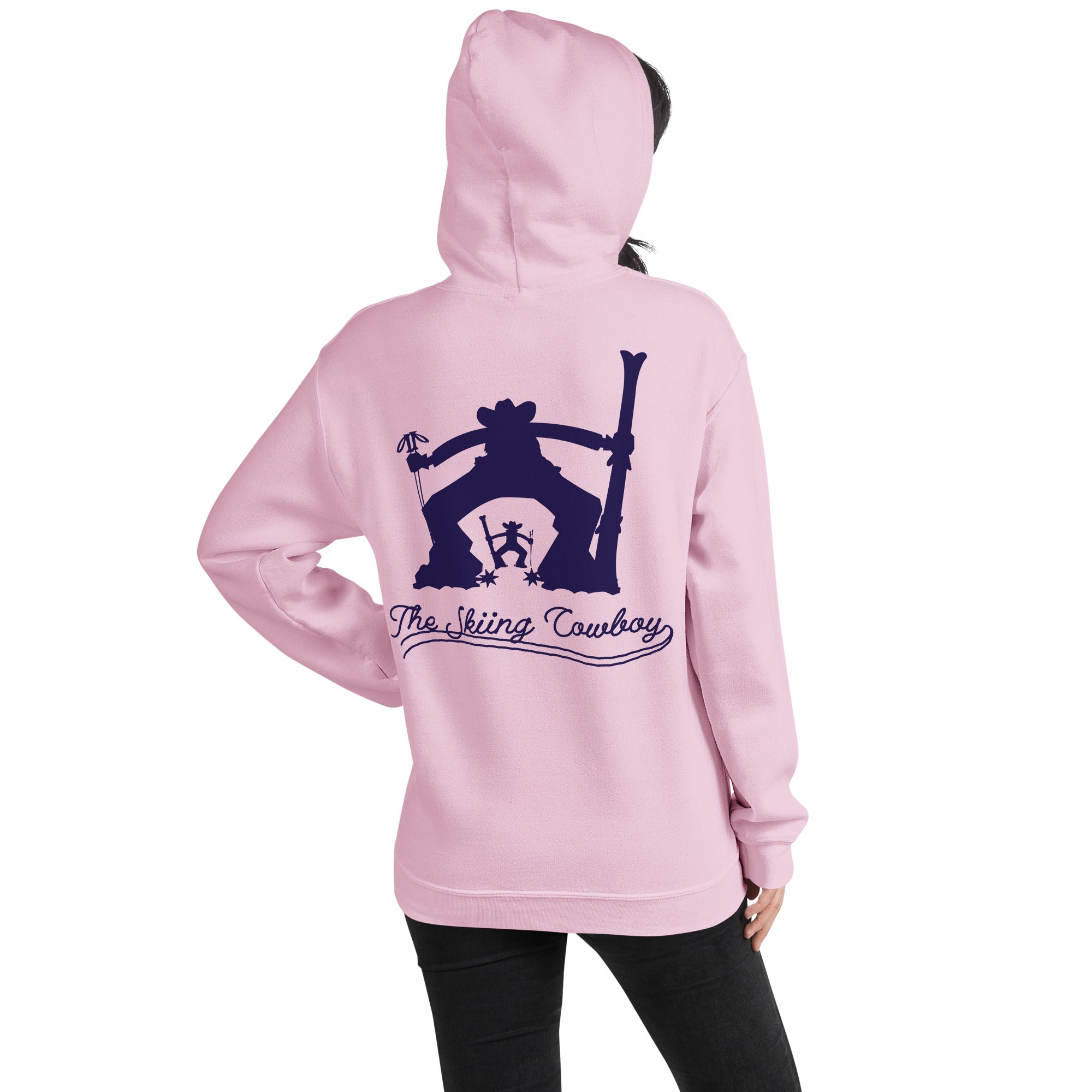 Unisex Hoodie The Skiing Cowboy Duel Silhouette (front & back)