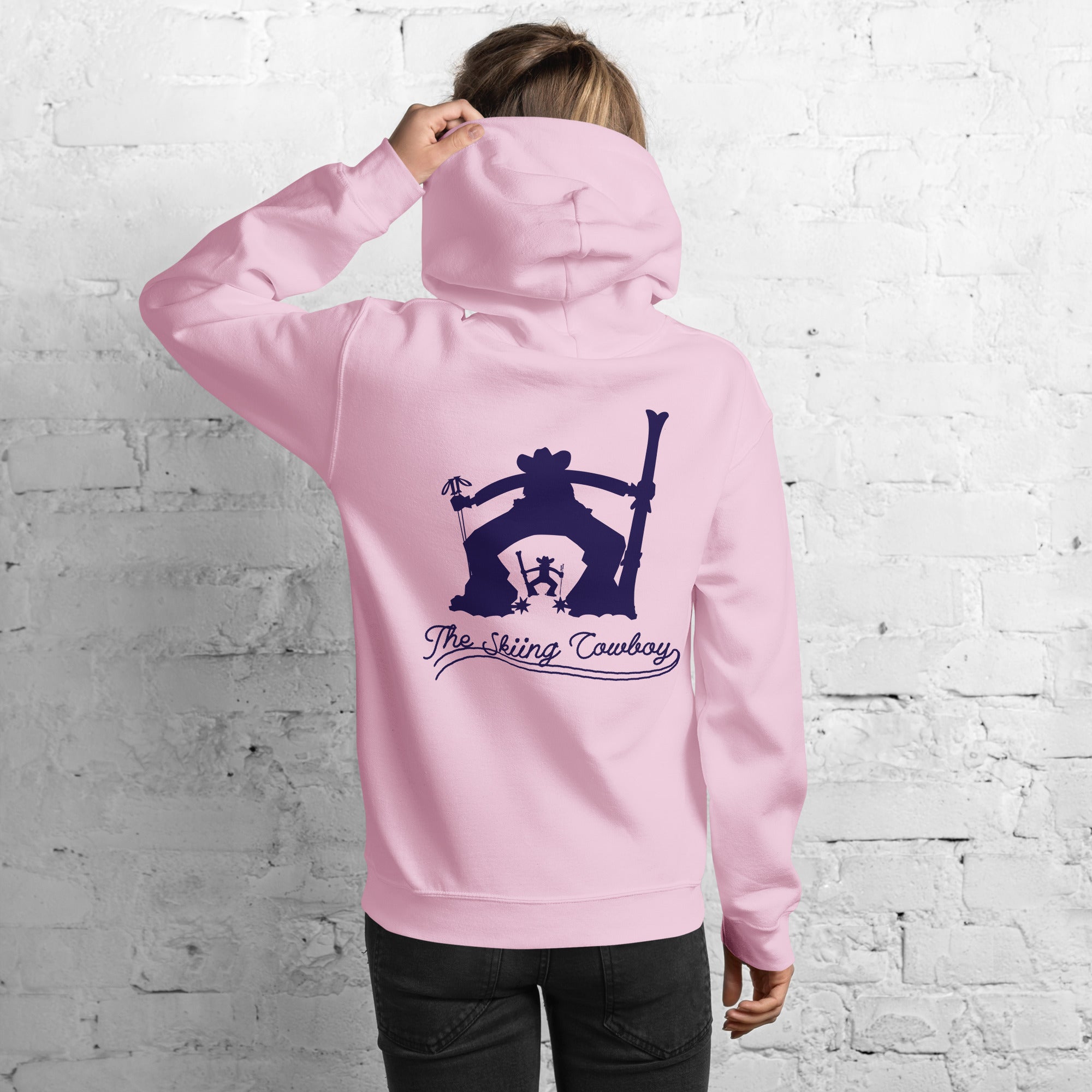 Unisex Hoodie The Skiing Cowboy Duel Silhouette (front & back)