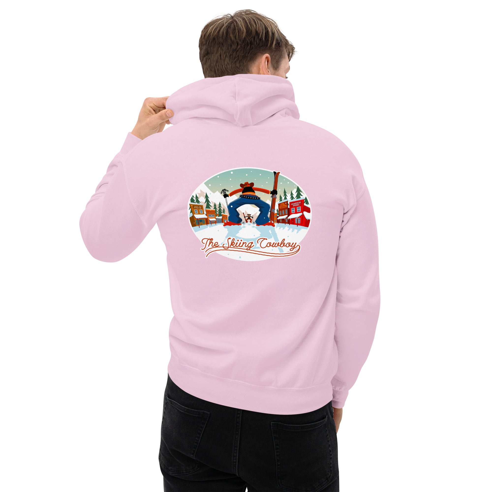 Unisex Hoodie Skiing Duel on light colors (front & back)