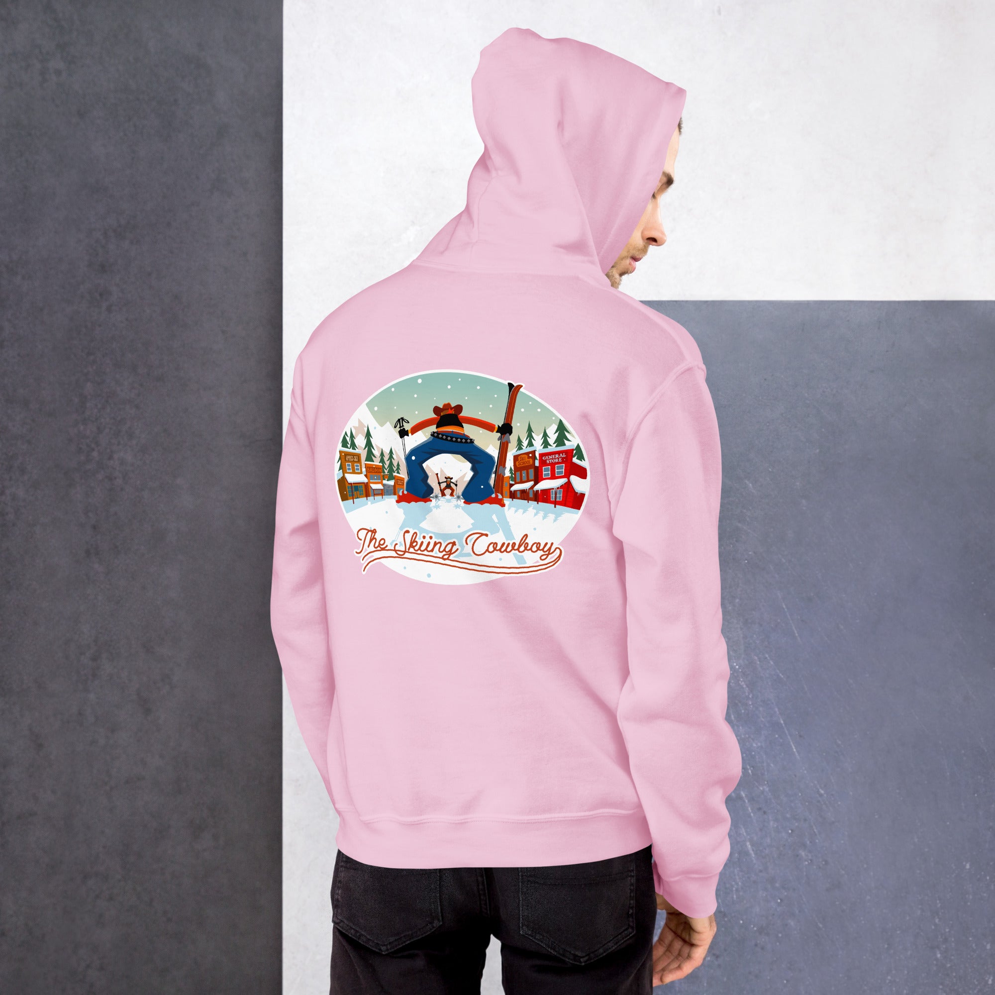 Unisex Hoodie Skiing Duel on light colors (front & back)