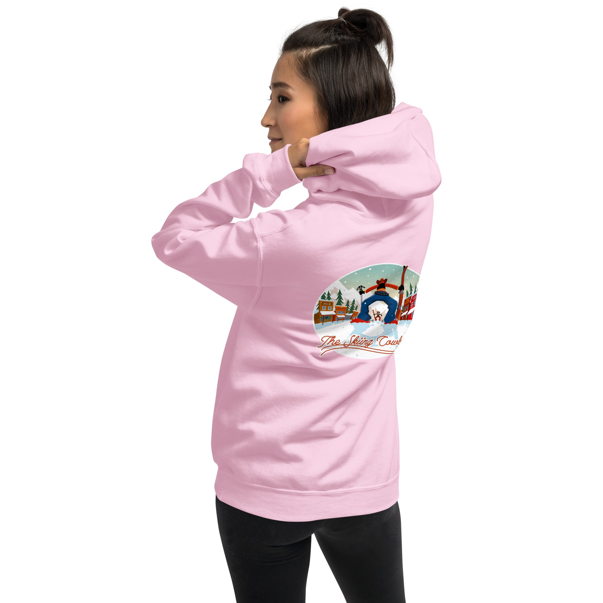 Unisex Hoodie Skiing Duel on light colors (front & back)