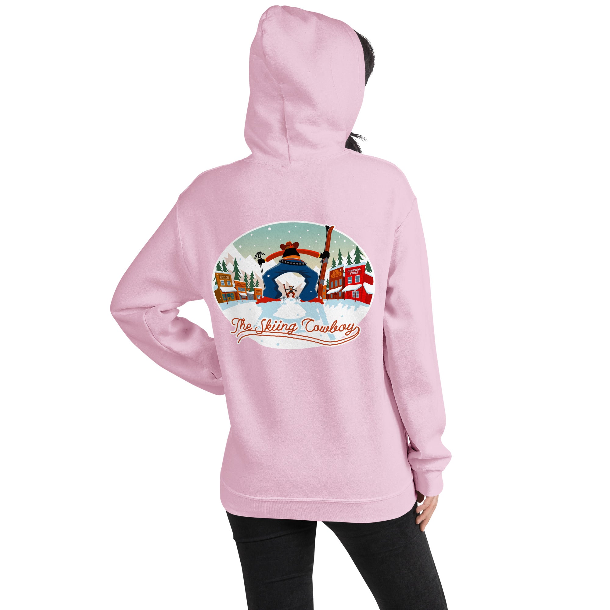 Unisex Hoodie Skiing Duel on light colors (front & back)