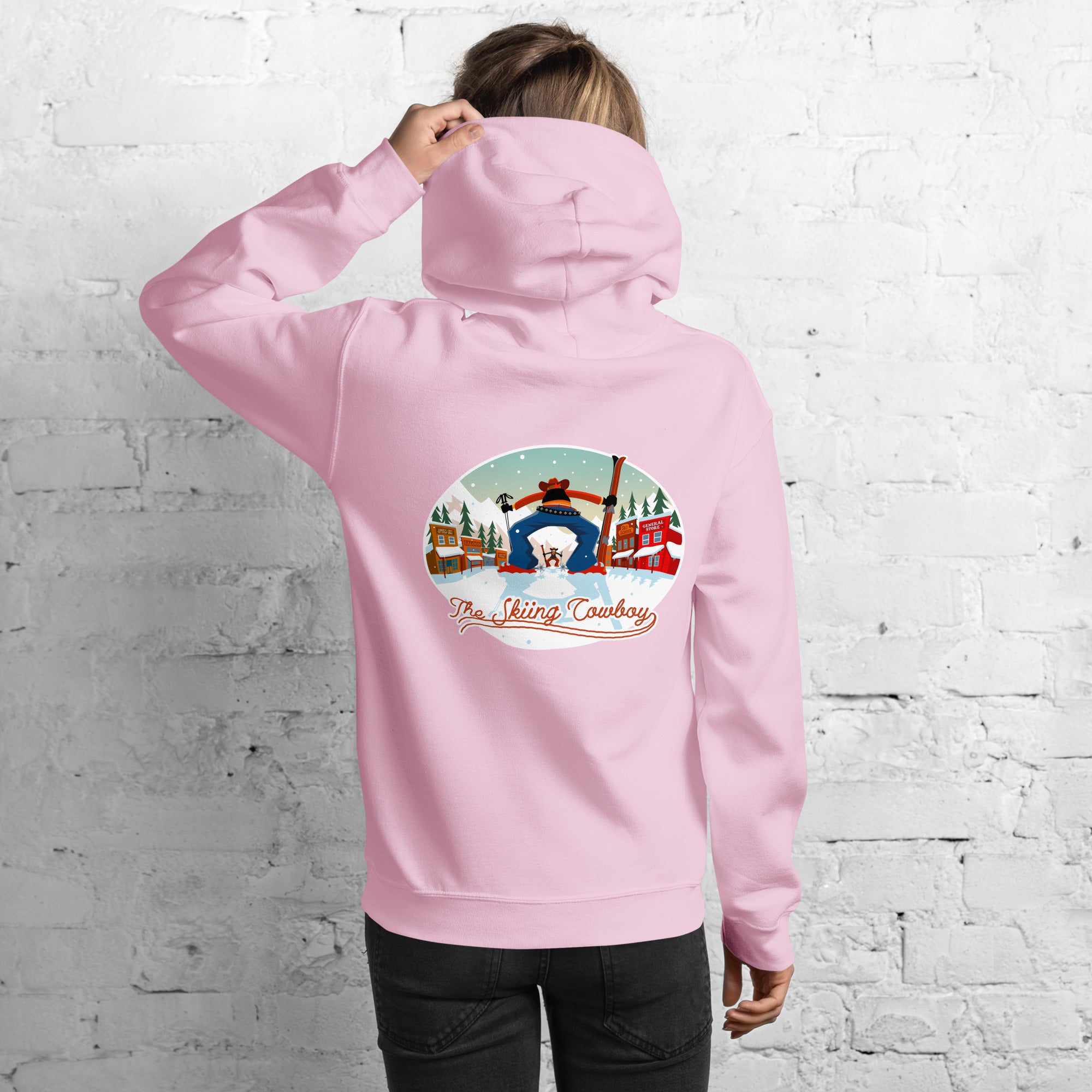 Unisex Hoodie Skiing Duel on light colors (front & back)