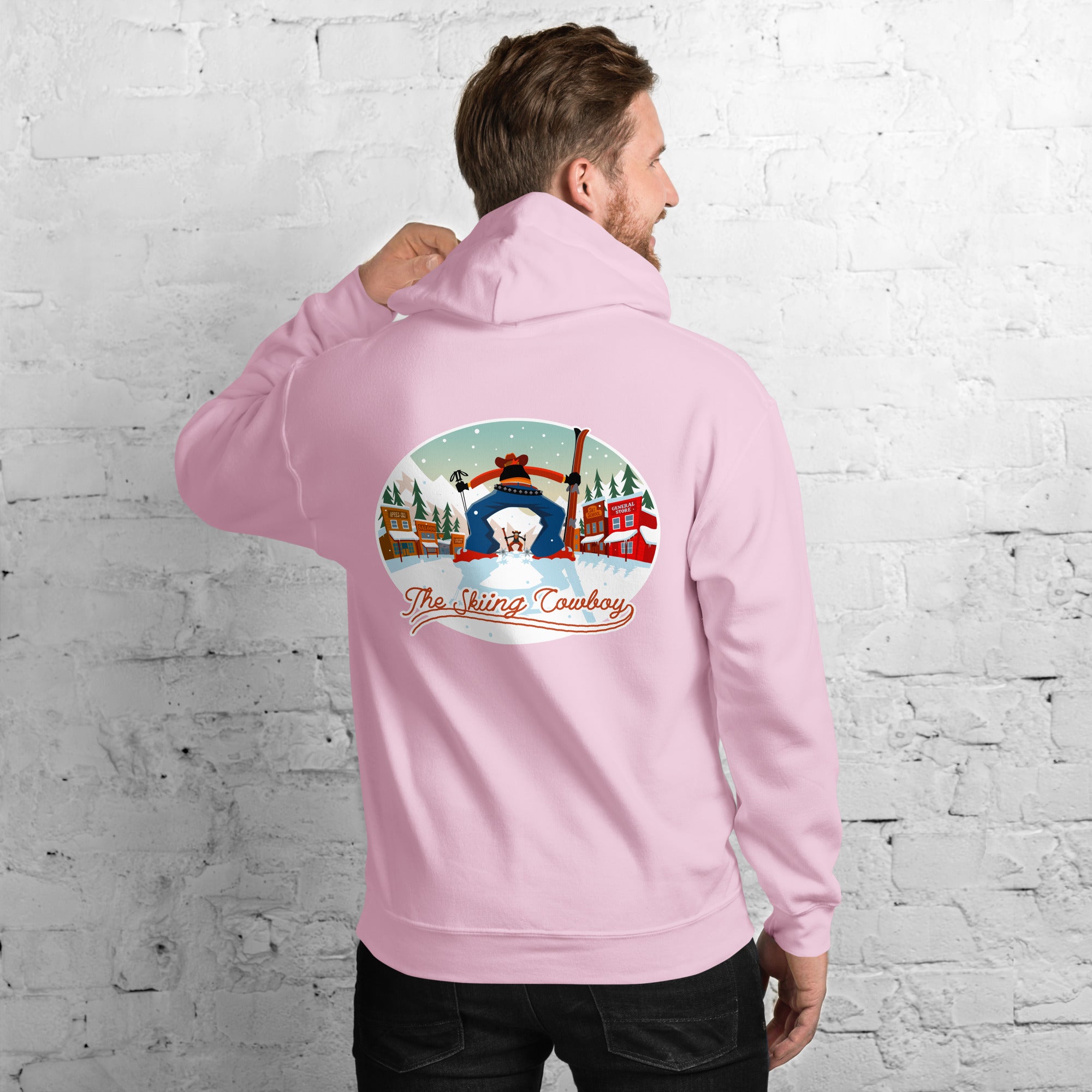 Unisex Hoodie Skiing Duel on light colors (front & back)