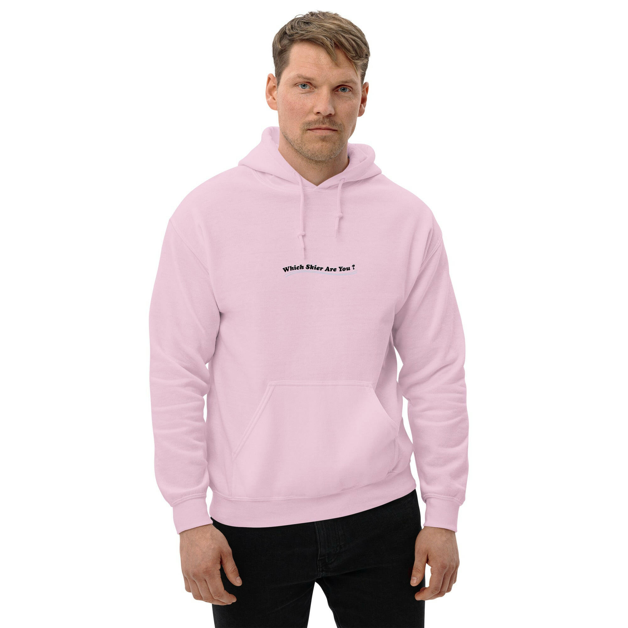 Unisex Hoodie Which skier are you? Ski Racer (front & back) on light colors