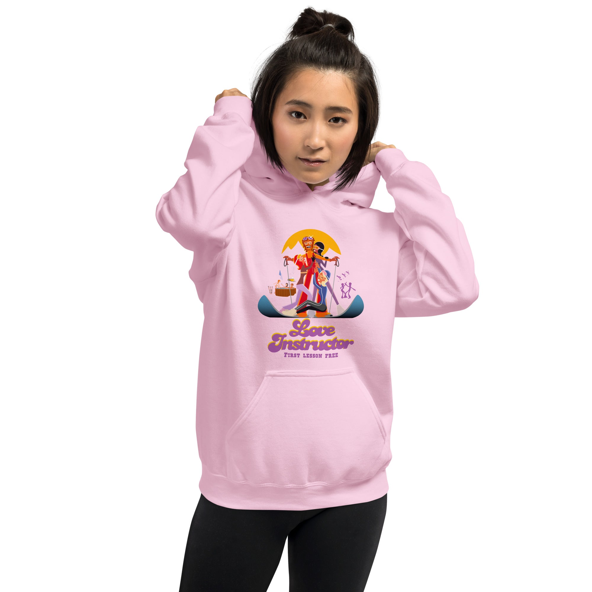 Sweat à capuche d'hiver unisexe Love Instructor First Lesson free sur couleurs claires