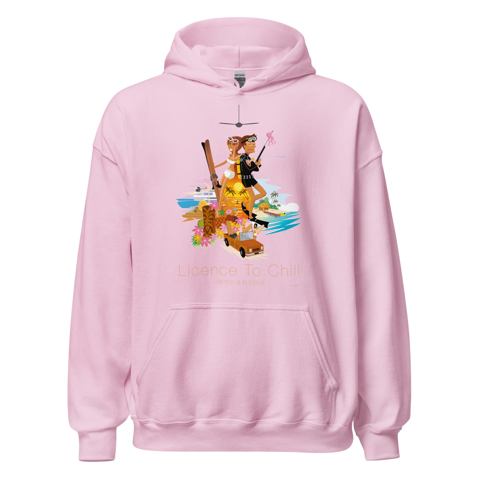 Unisex Hoodie License to Chill Vamos a la Playa on light colors