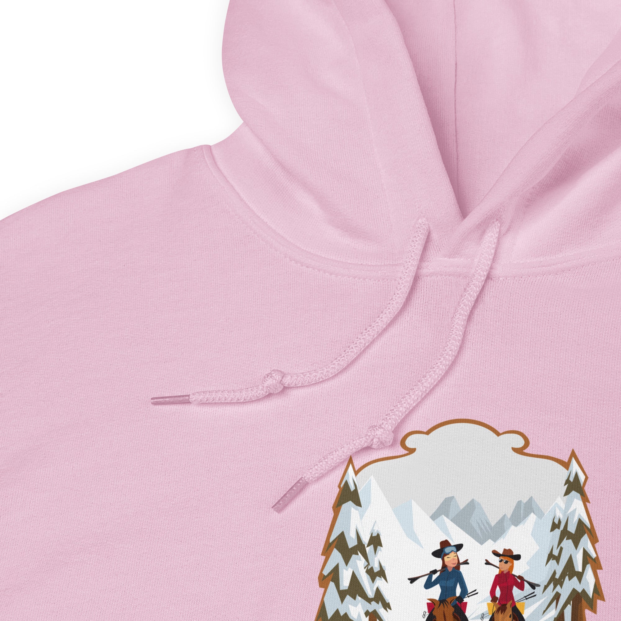 Sweat à capuche d'hiver unisexe The Skiing Cowgirl sur couleurs claires