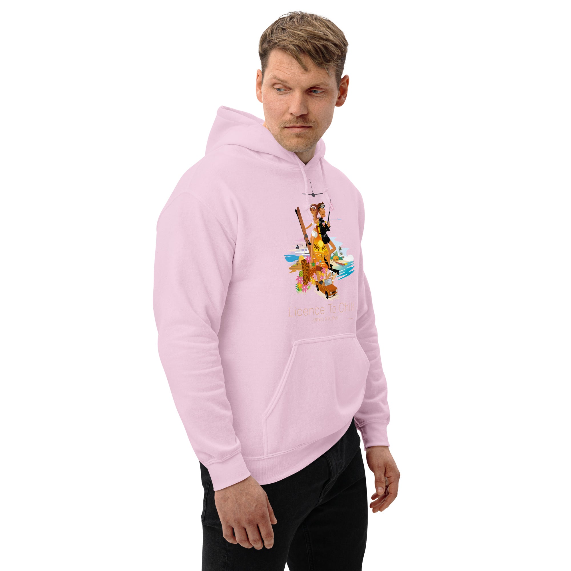 Unisex Hoodie License to Chill Vamos a la Playa on light colors