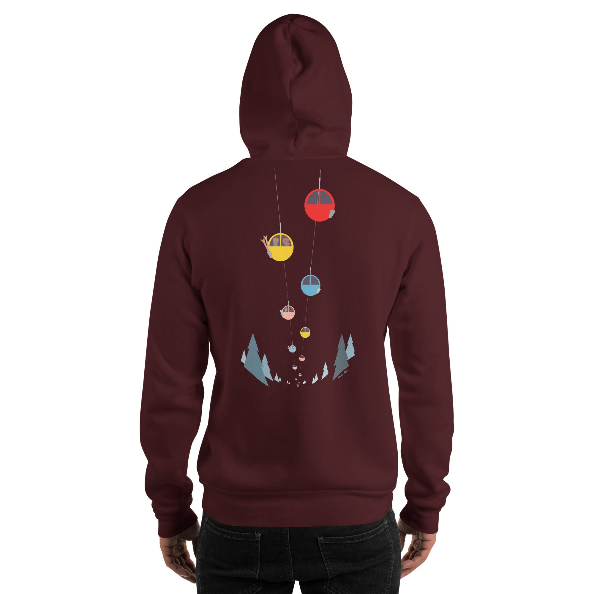 Unisex Hoodie Gondolas in the mist (front & back)