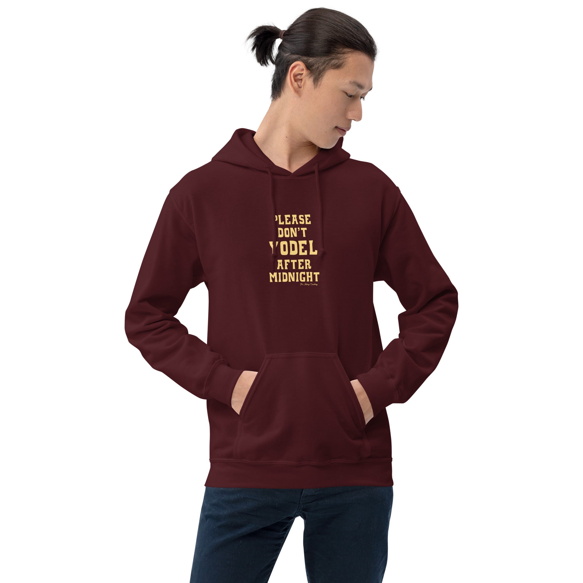 Unisex Hoodie Don't Yodel After Midnight on dark colors