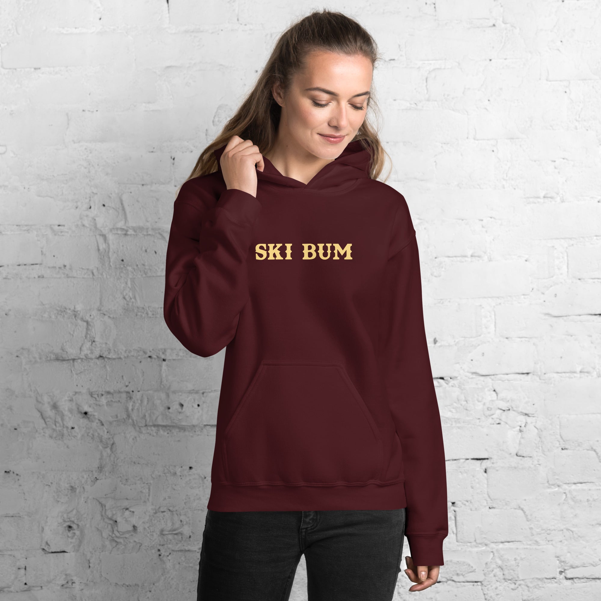 Unisex Hoodie Ski Bum on dark colors