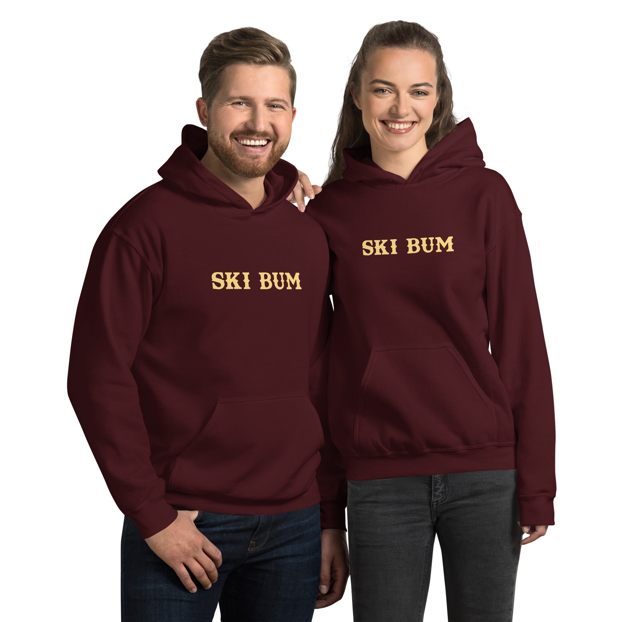 Unisex Hoodie Ski Bum on dark colors