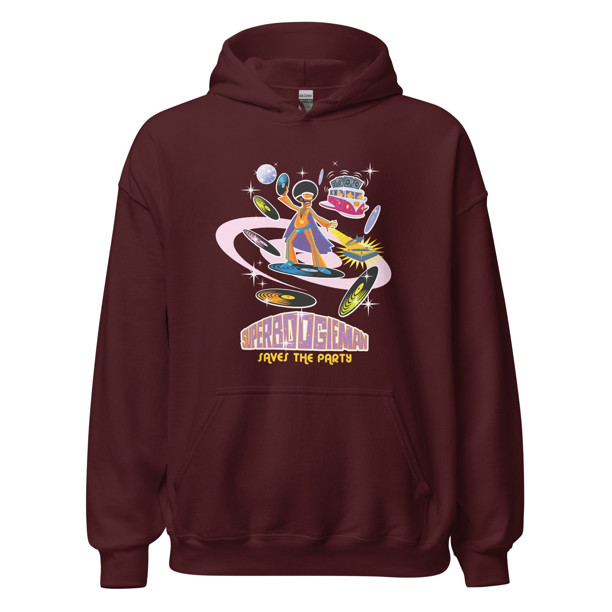 Unisex Hoodie Superboogieman Saves the Party on dark colors