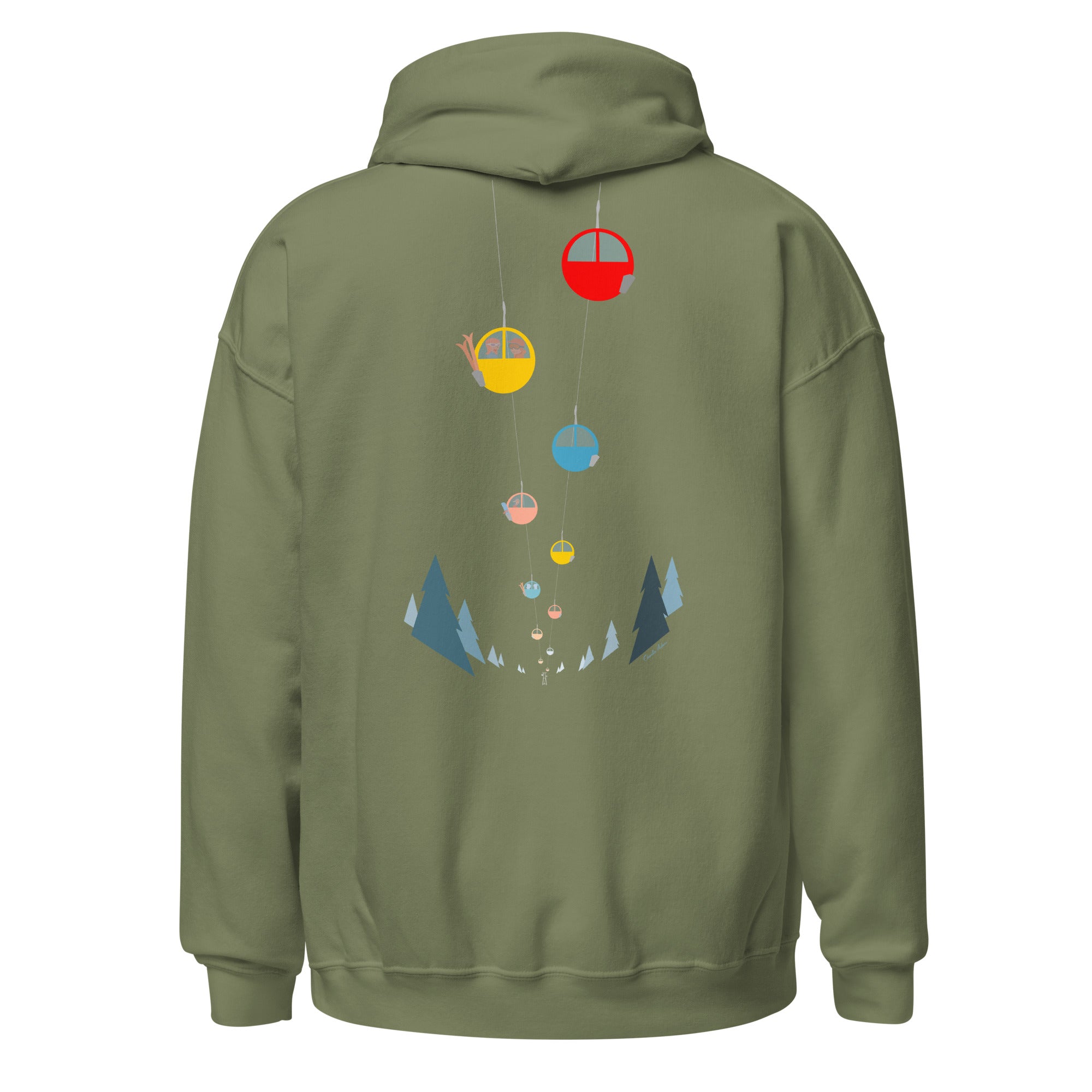 Unisex Hoodie Gondolas in the mist (front & back)