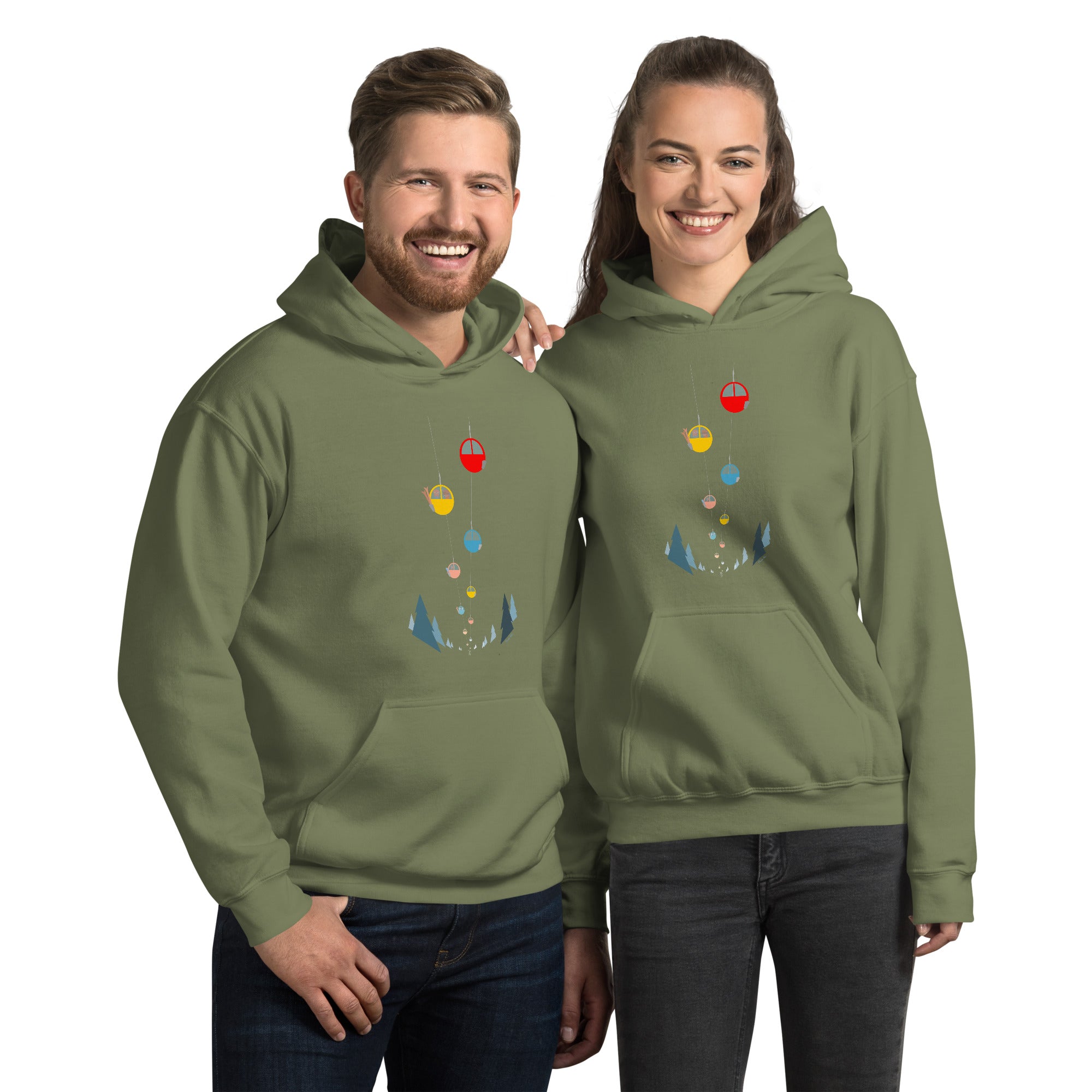 Unisex Hoodie Gondolas in the mist (front & back)