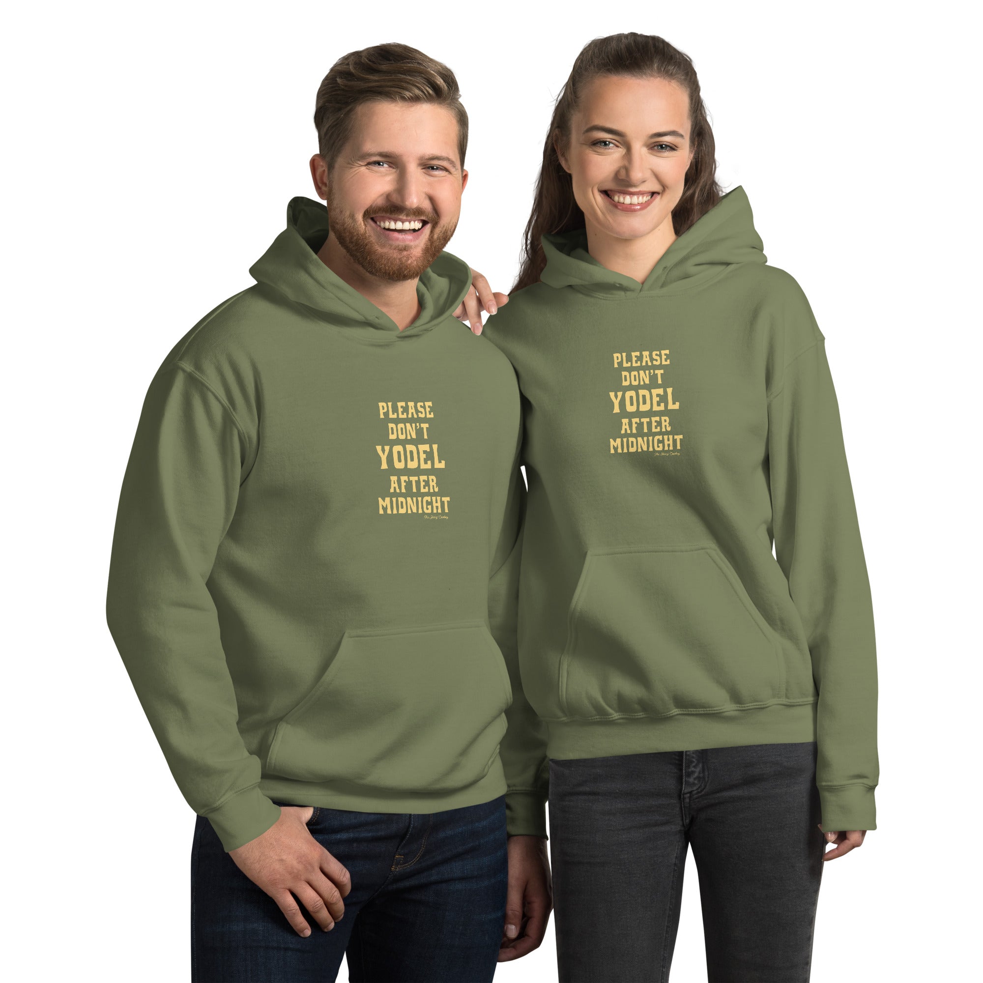 Unisex Hoodie Don't Yodel After Midnight on dark colors