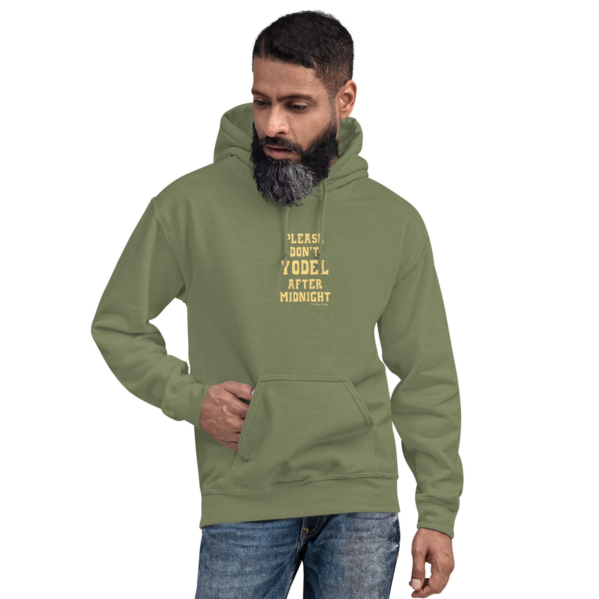 Unisex Hoodie Don't Yodel After Midnight on dark colors