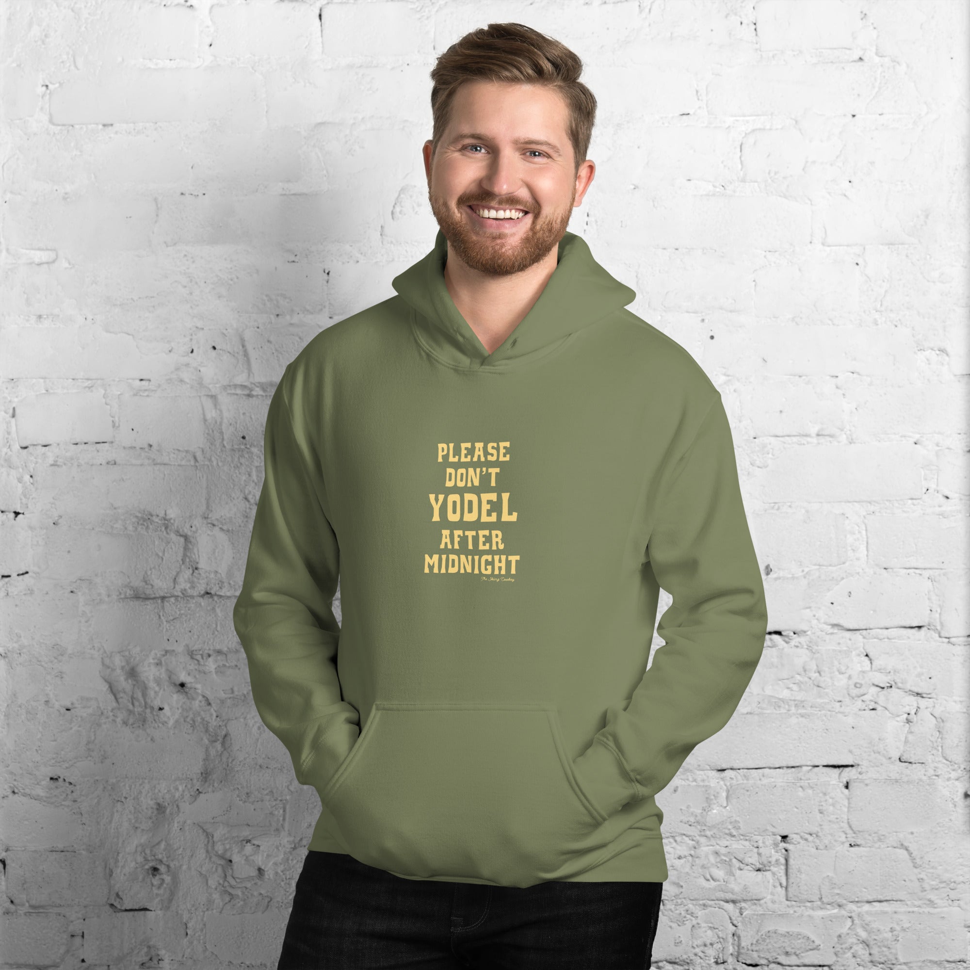 Unisex Hoodie Don't Yodel After Midnight on dark colors