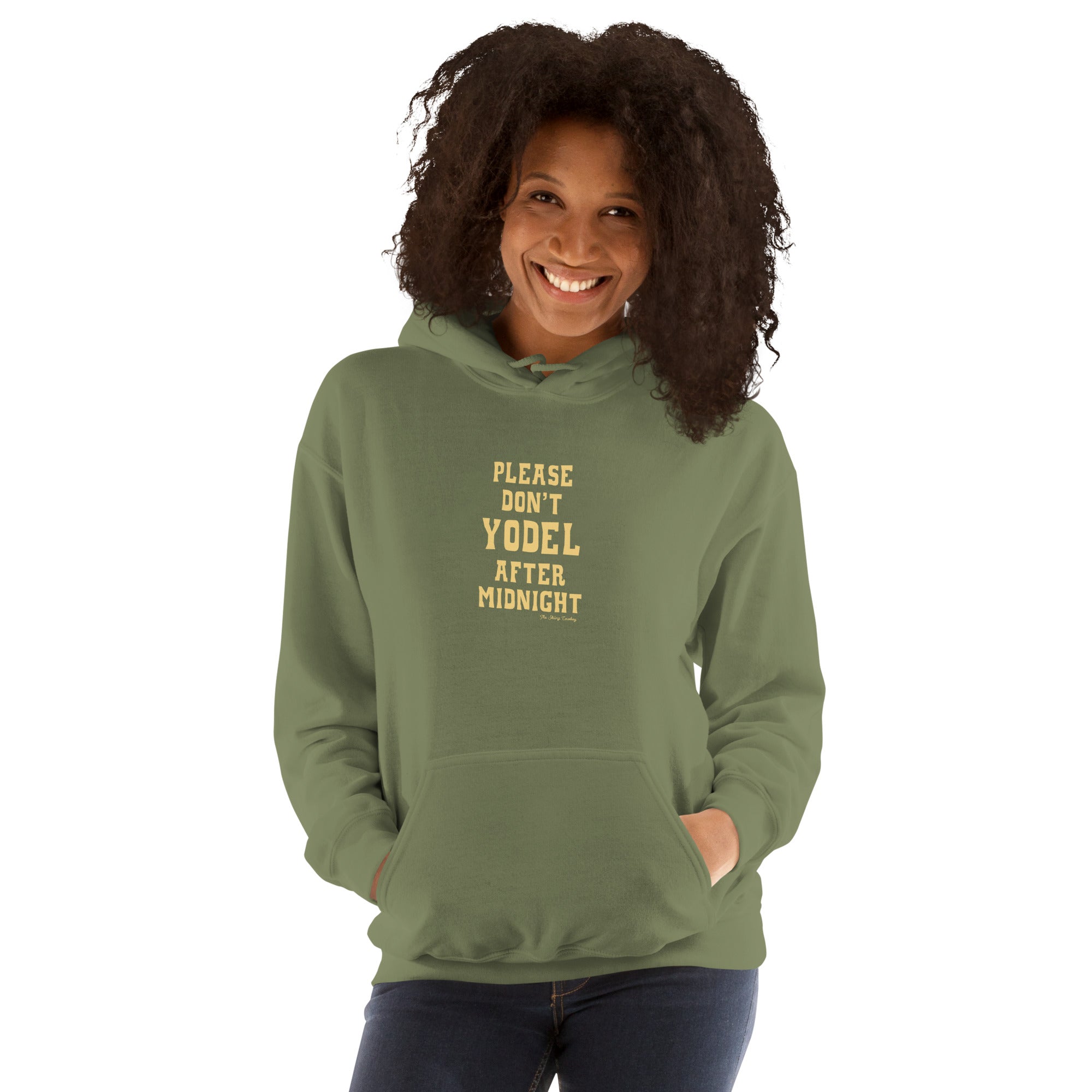 Unisex Hoodie Don't Yodel After Midnight on dark colors