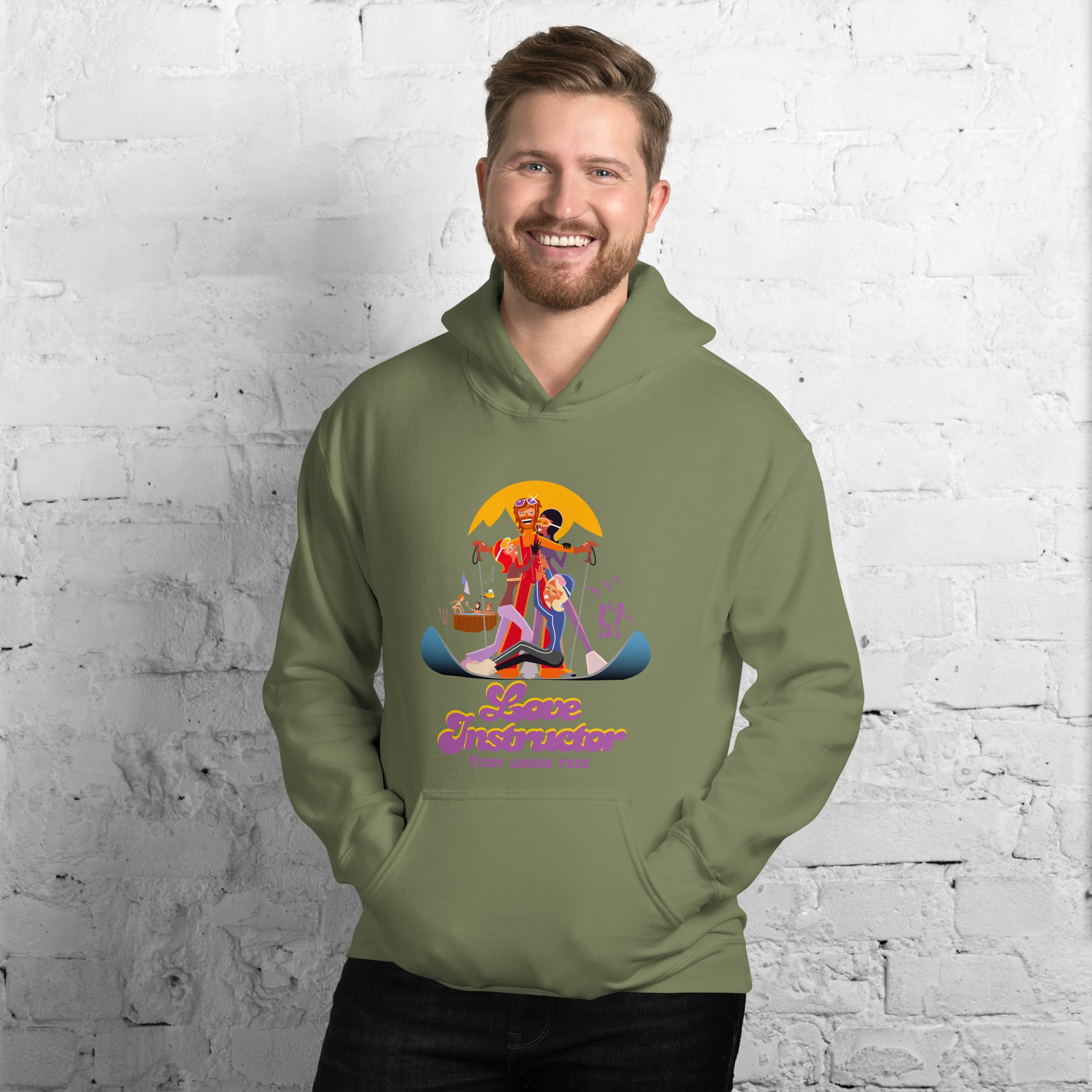 Sweat à capuche d'hiver unisexe Love Instructor First Lesson free sur couleurs sombres