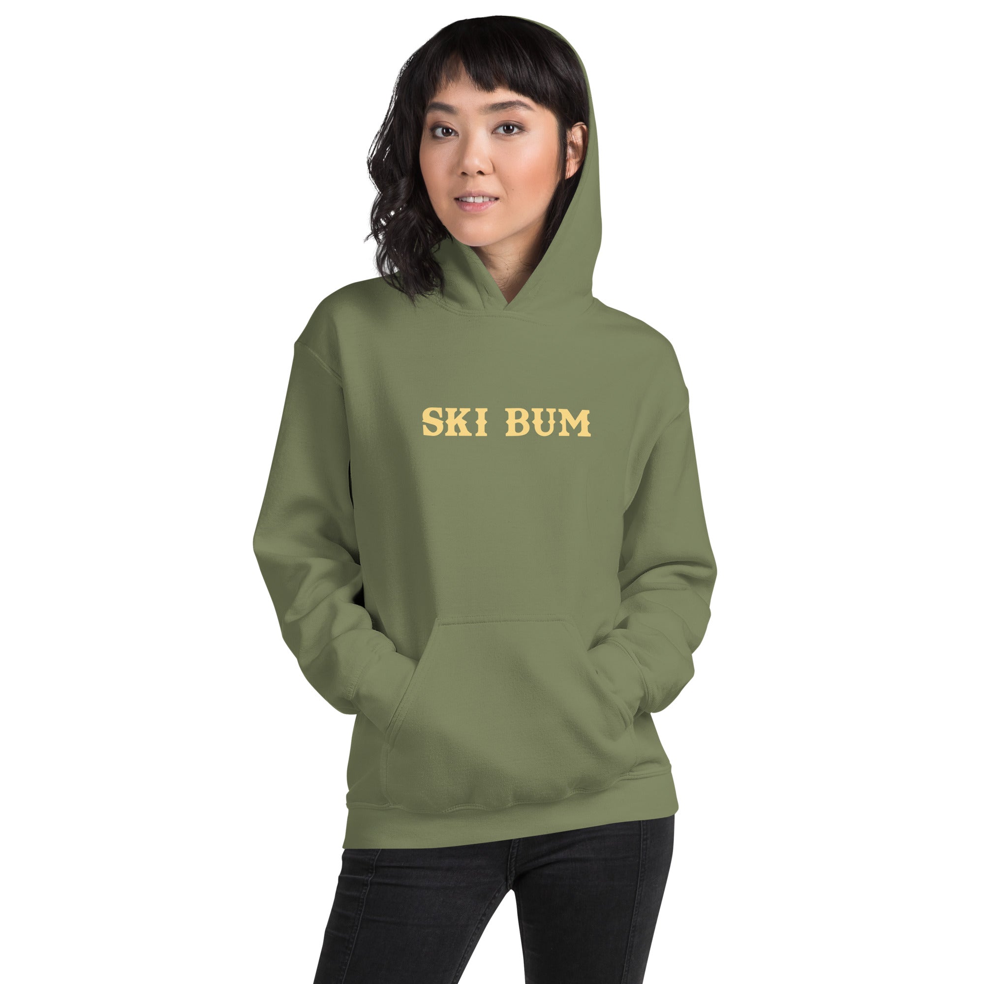 Unisex Hoodie Ski Bum on dark colors