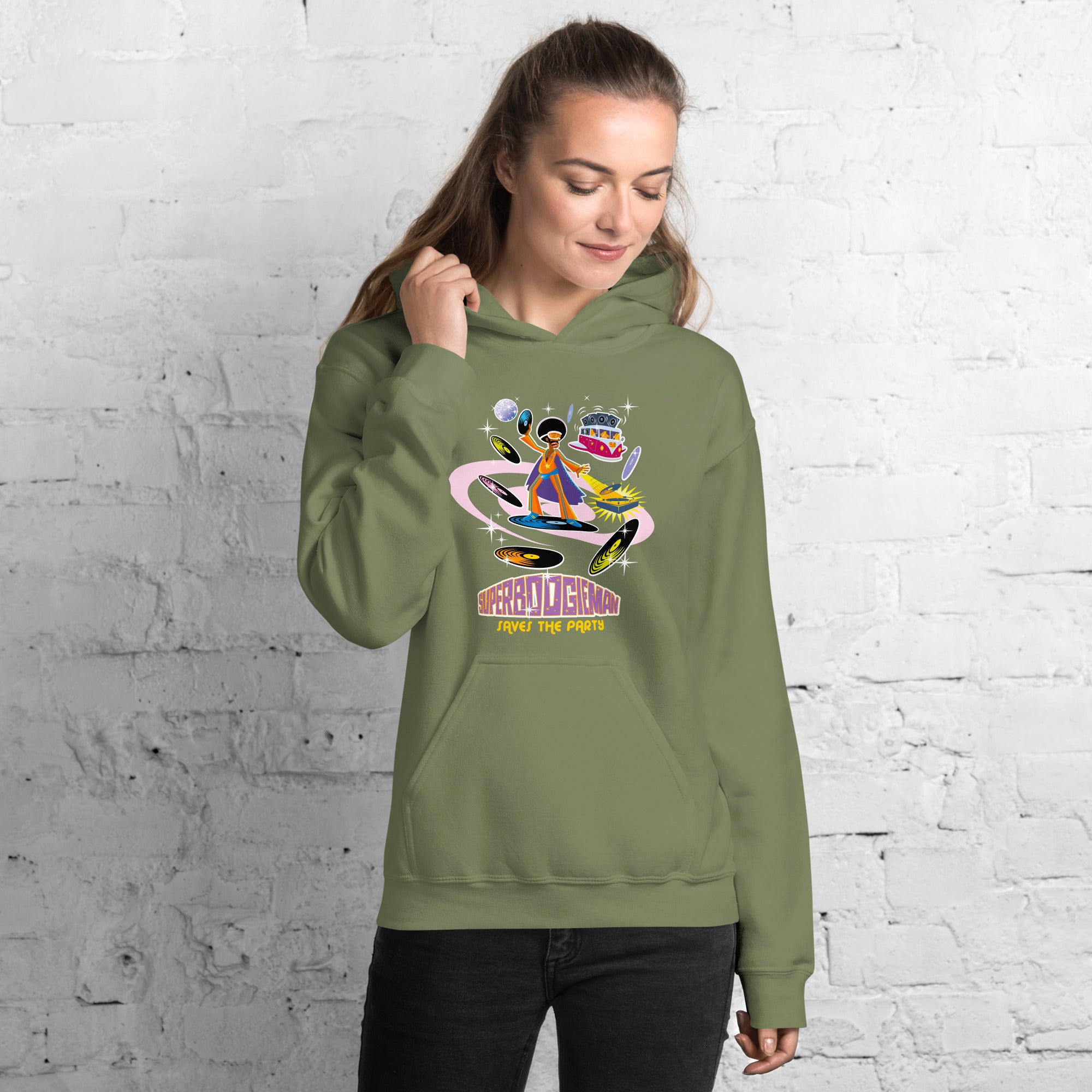 Unisex Hoodie Superboogieman Saves the Party on dark colors