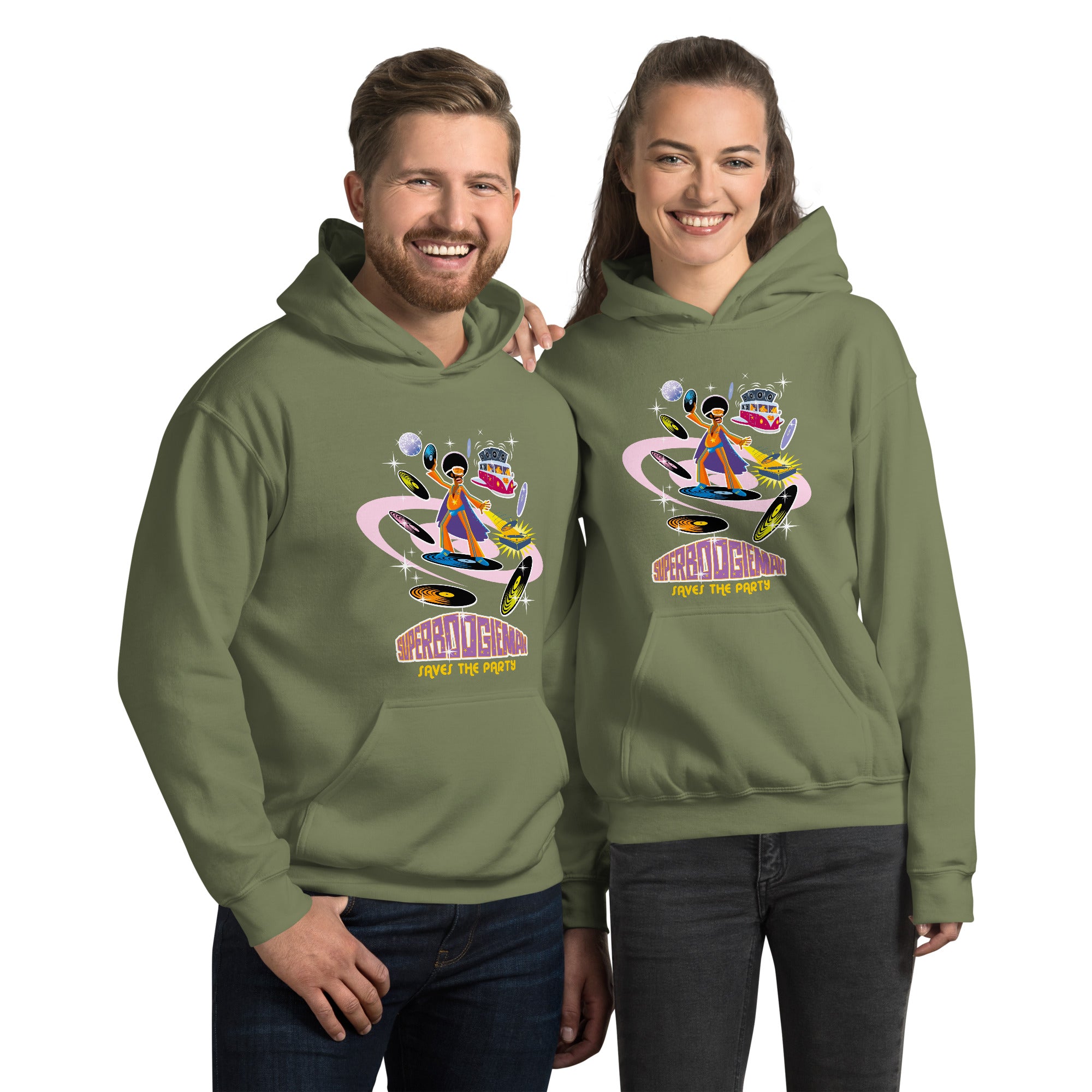 Unisex Hoodie Superboogieman Saves the Party on dark colors