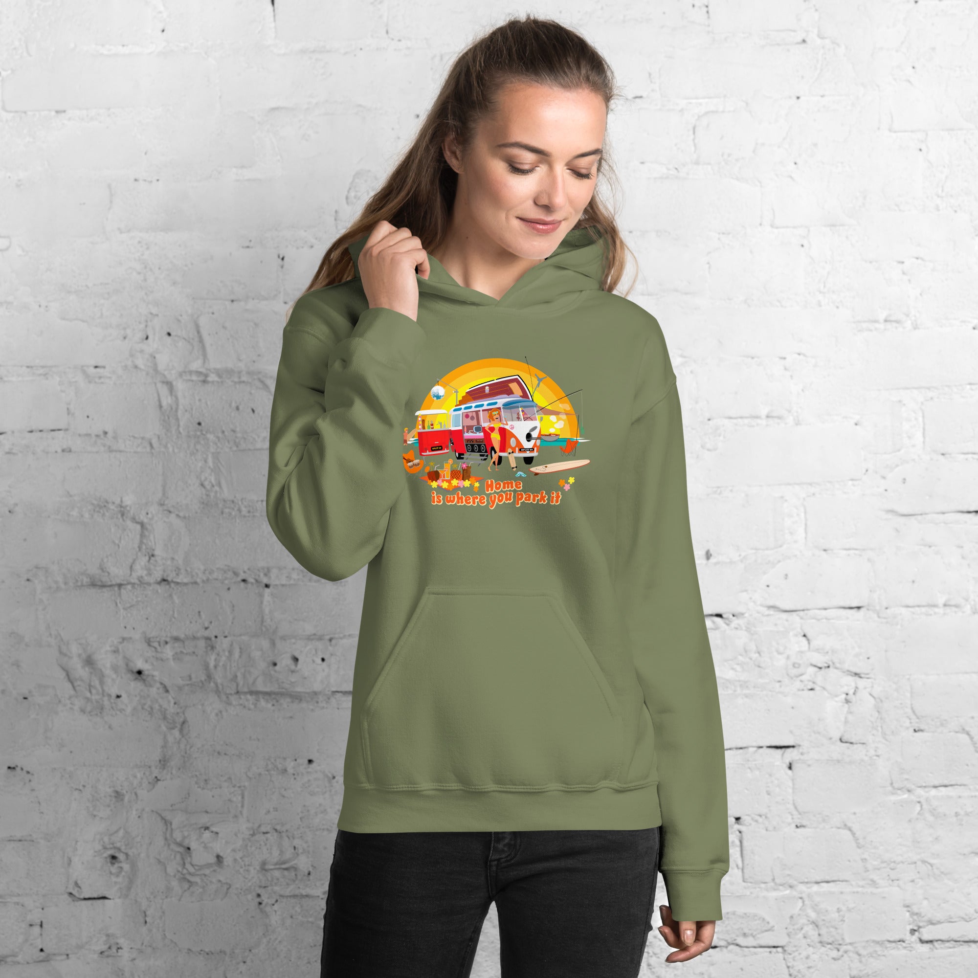 Sweat à capuche d'hiver unisexe Ultra Combi: Home is where you park it sur couleurs vives