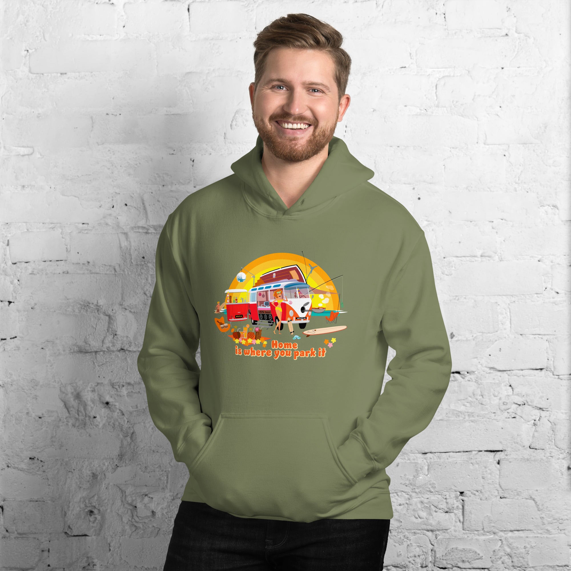 Sweat à capuche d'hiver unisexe Ultra Combi: Home is where you park it sur couleurs vives