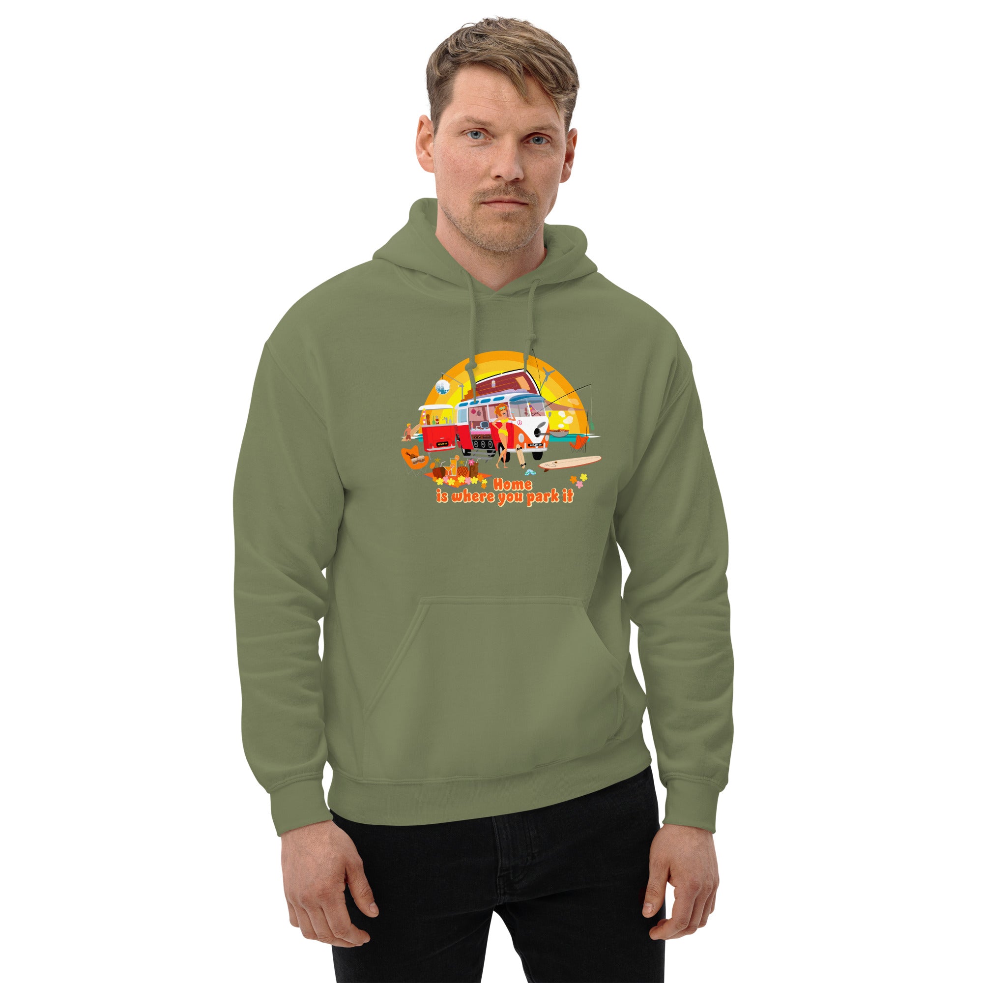 Unisex Hoodie Ultra Combi: Home is where you park it on bright colors