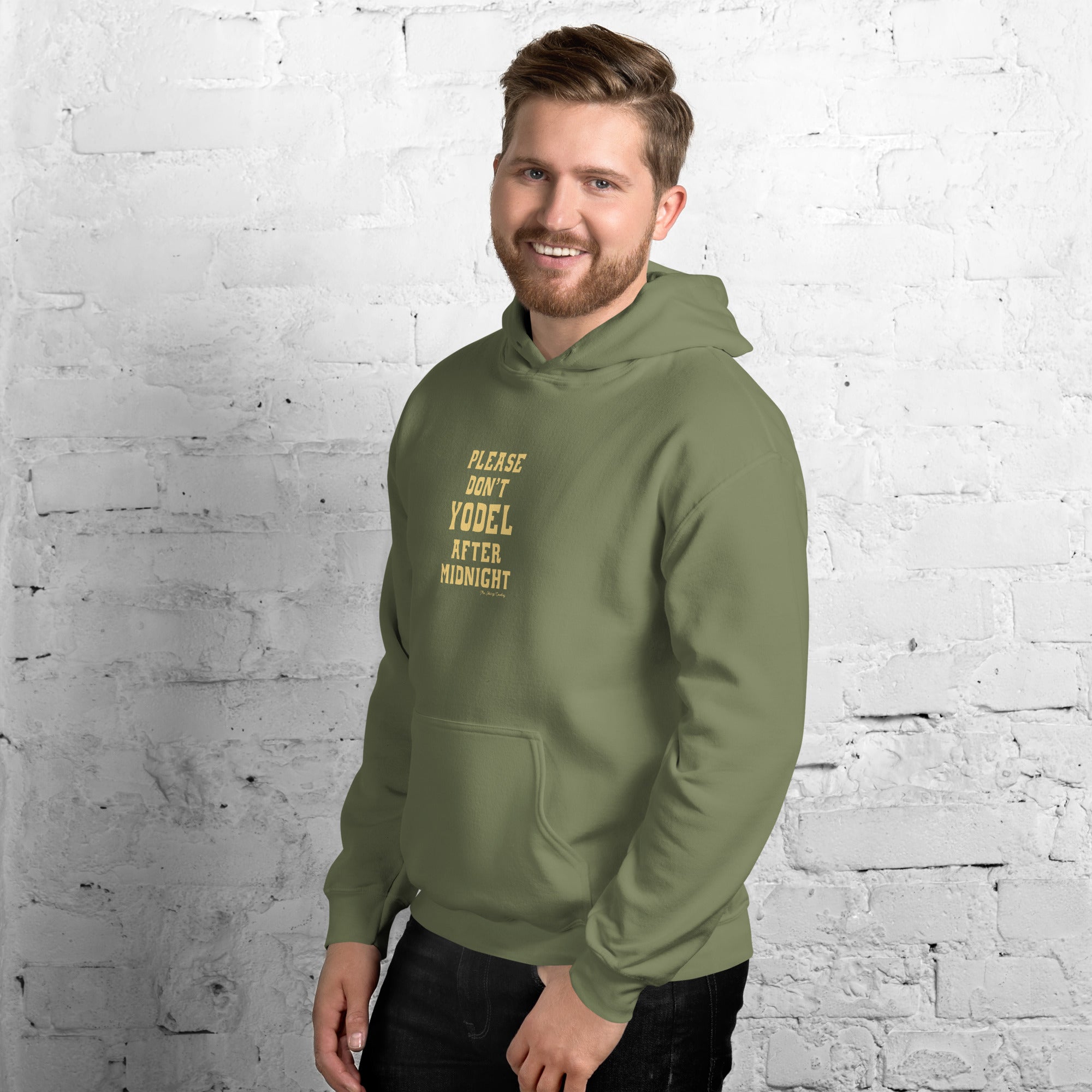 Unisex Hoodie Don't Yodel After Midnight on dark colors