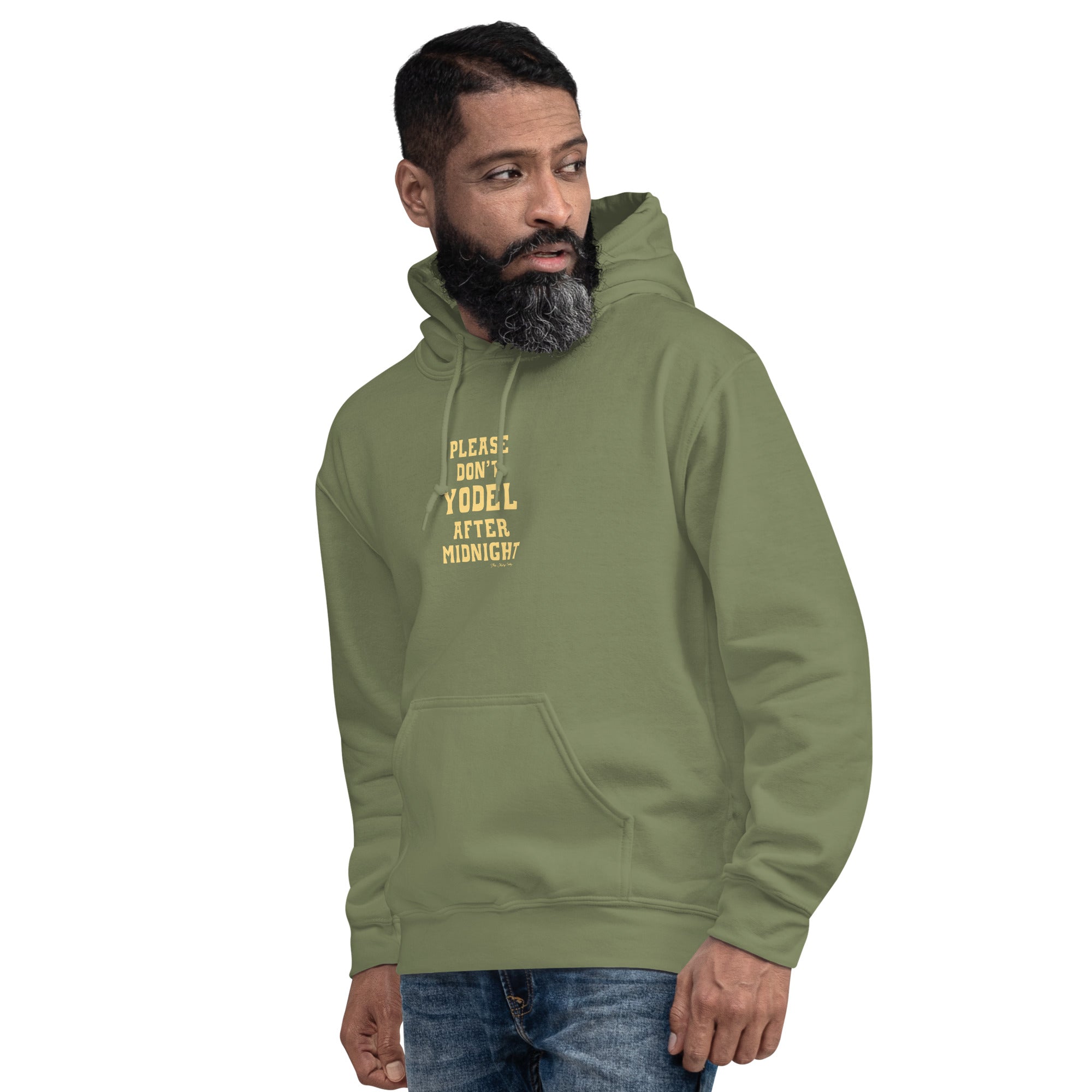 Unisex Hoodie Don't Yodel After Midnight on dark colors