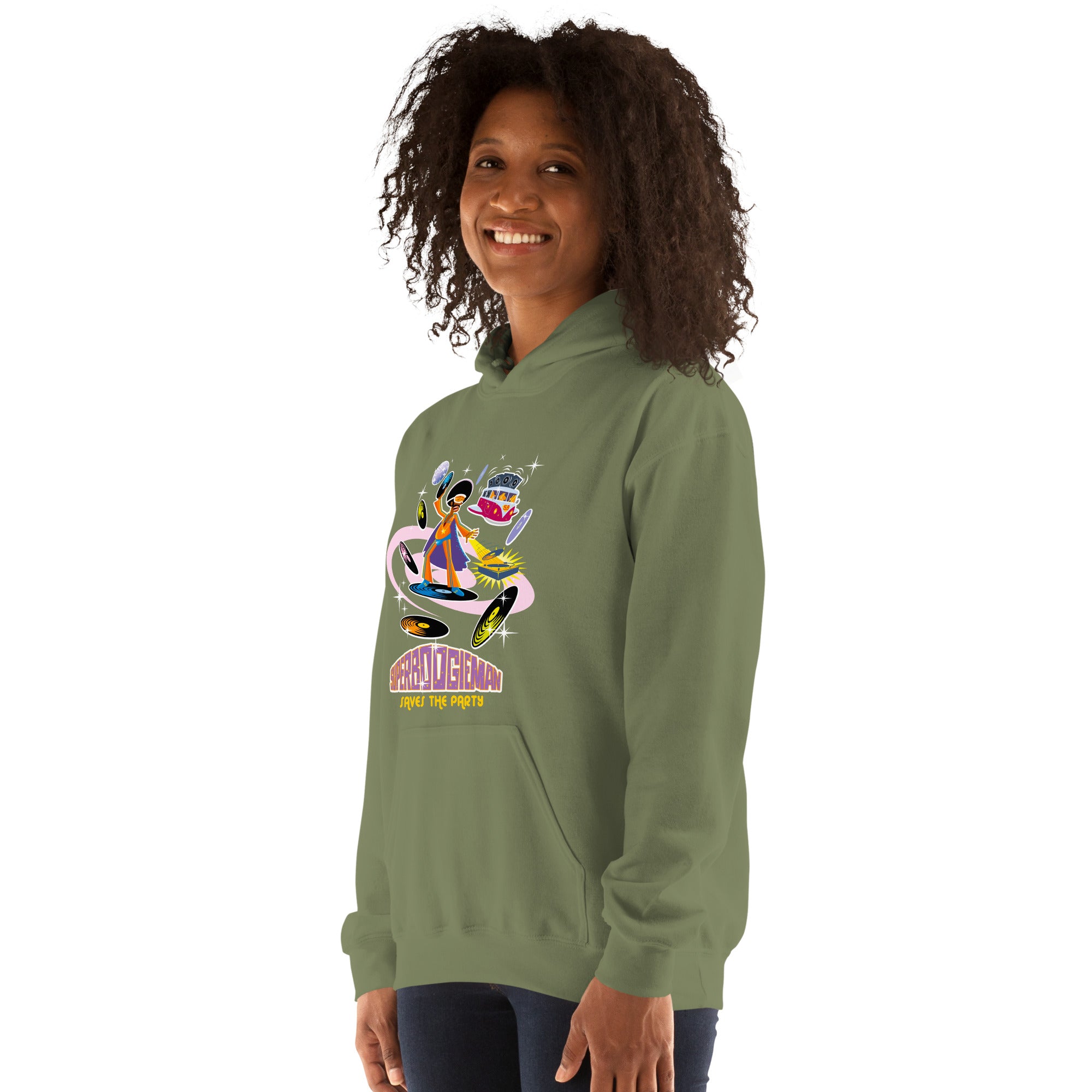 Unisex Hoodie Superboogieman Saves the Party on dark colors