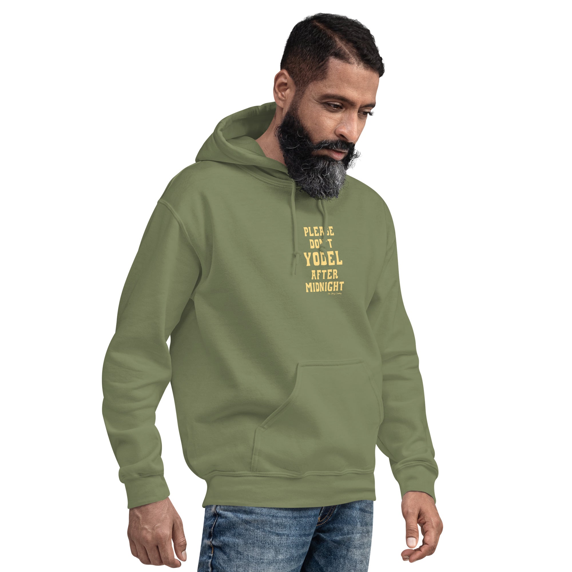 Unisex Hoodie Don't Yodel After Midnight on dark colors