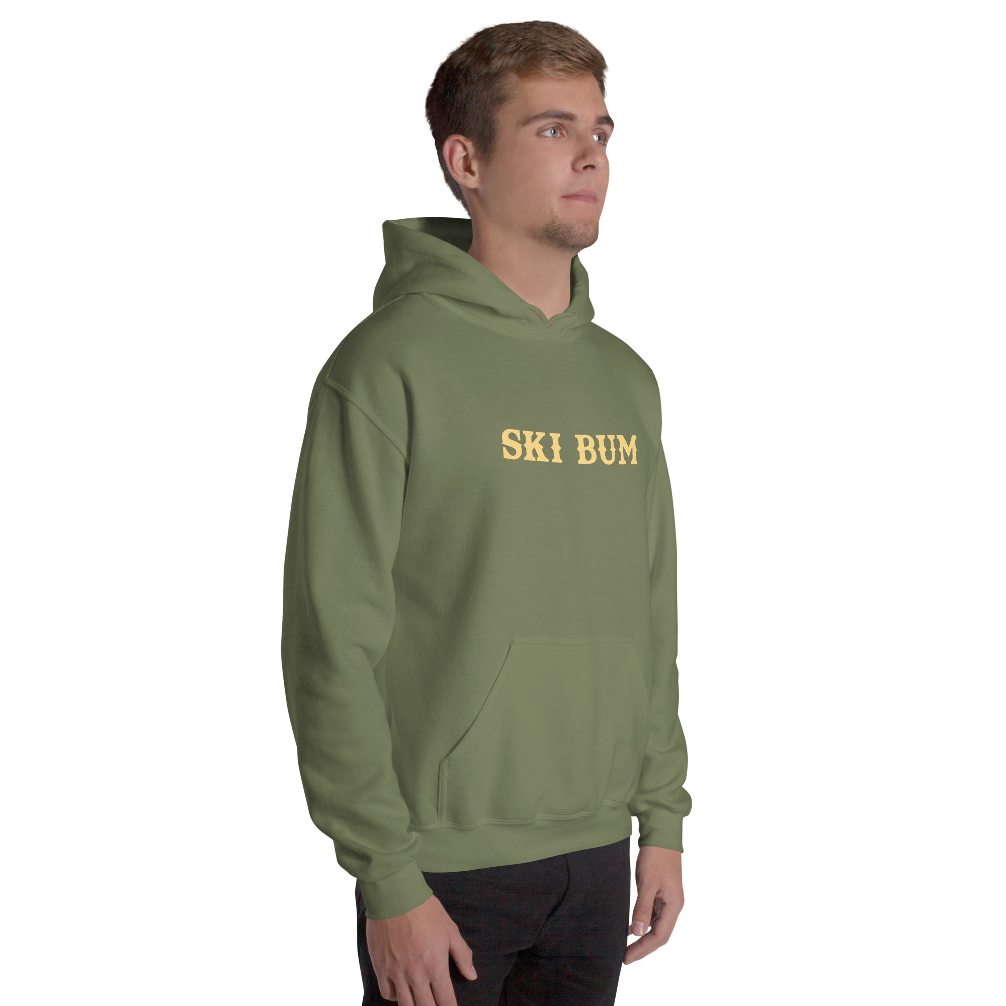 Unisex Hoodie Ski Bum on dark colors