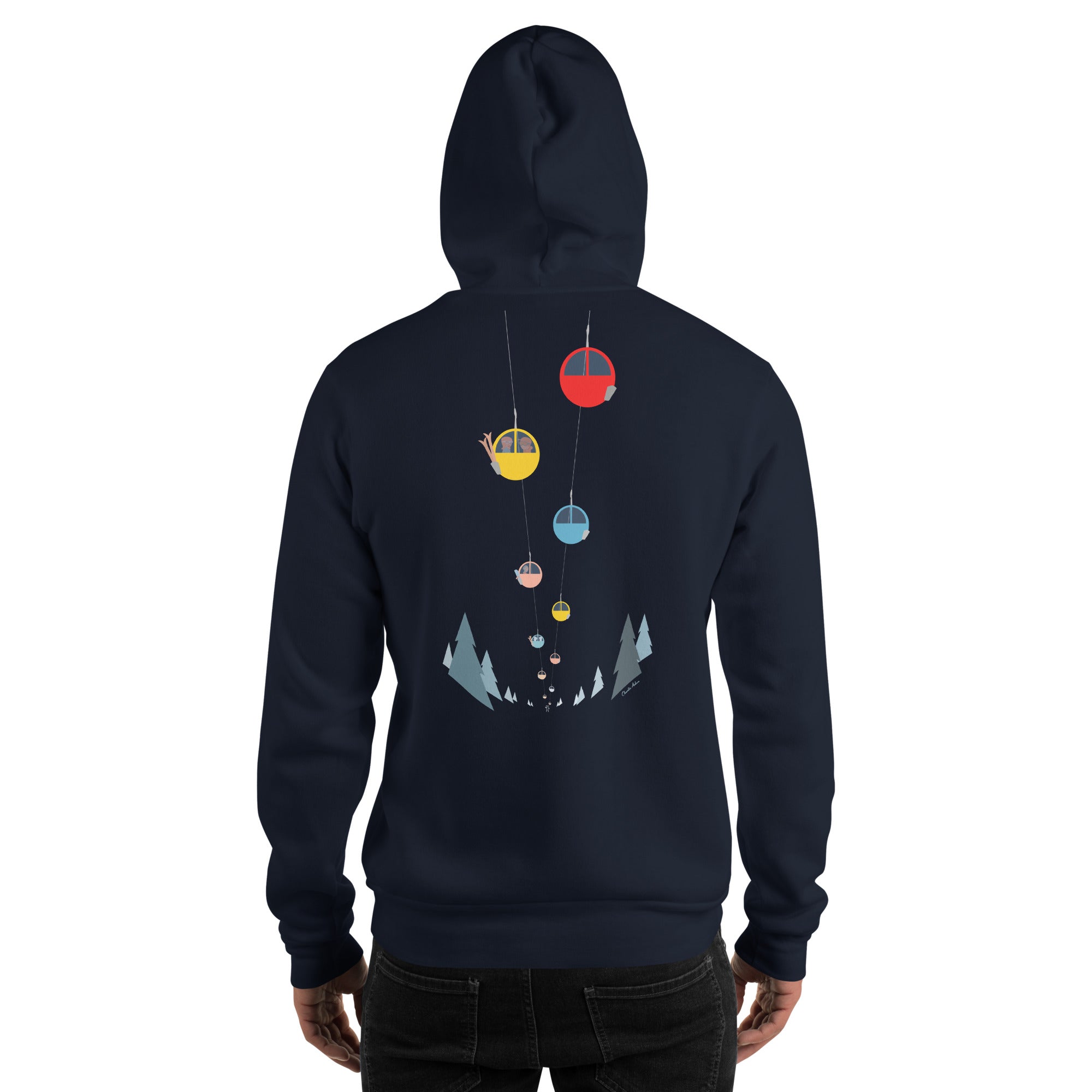 Unisex Hoodie Gondolas in the mist (front & back)