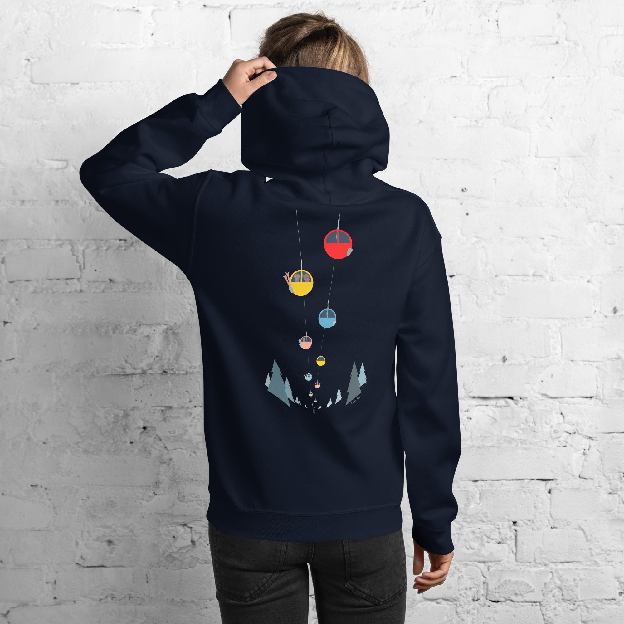 Unisex Hoodie Gondolas in the mist (front & back)