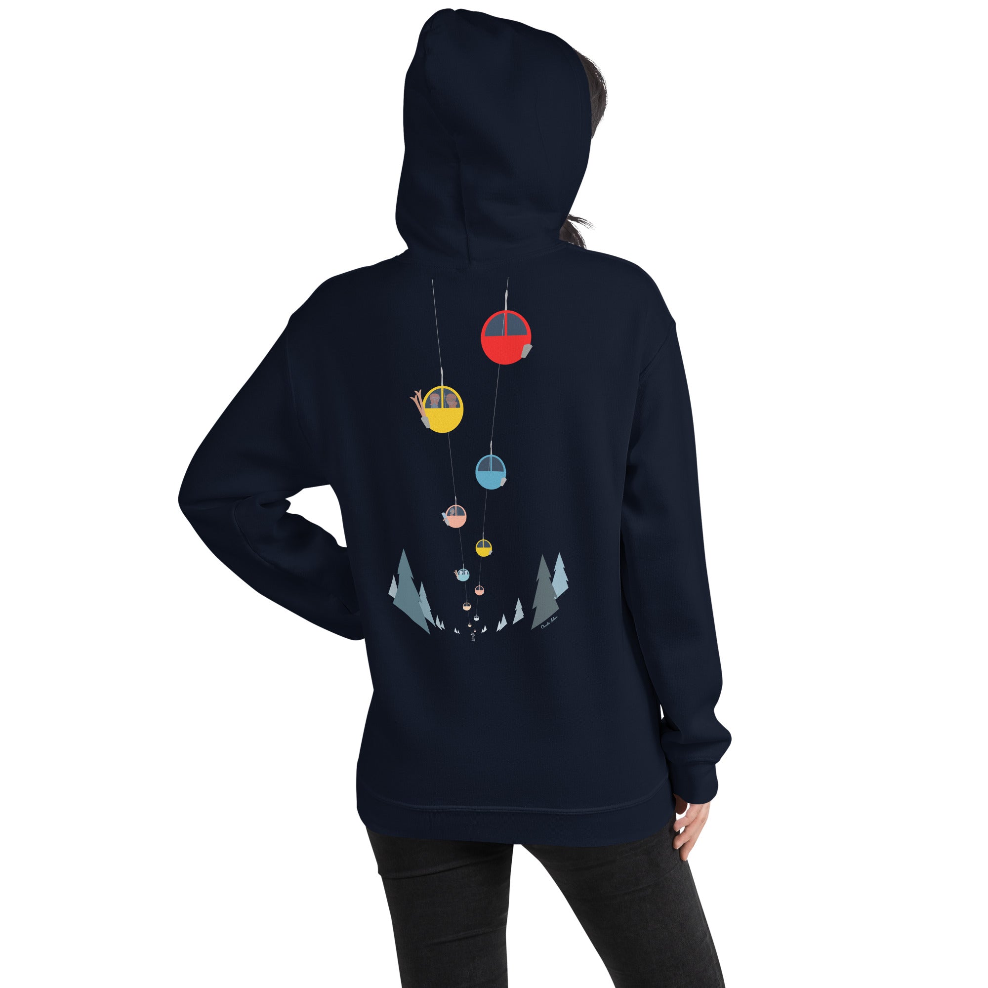 Unisex Hoodie Gondolas in the mist (front & back)