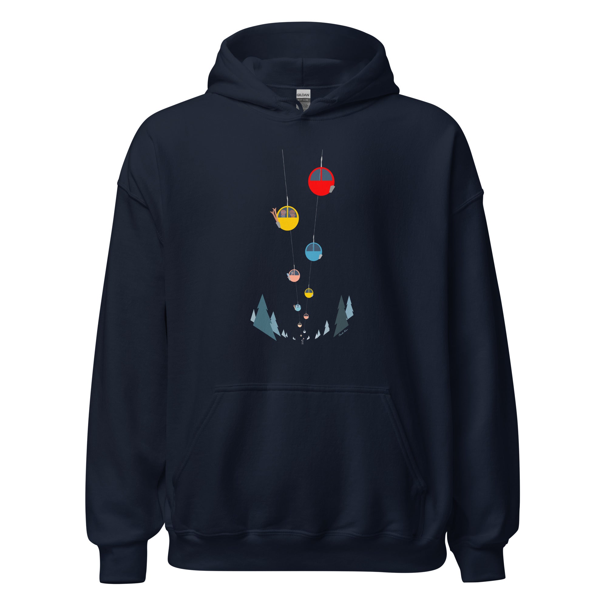 Unisex Hoodie Gondolas in the mist (front & back)