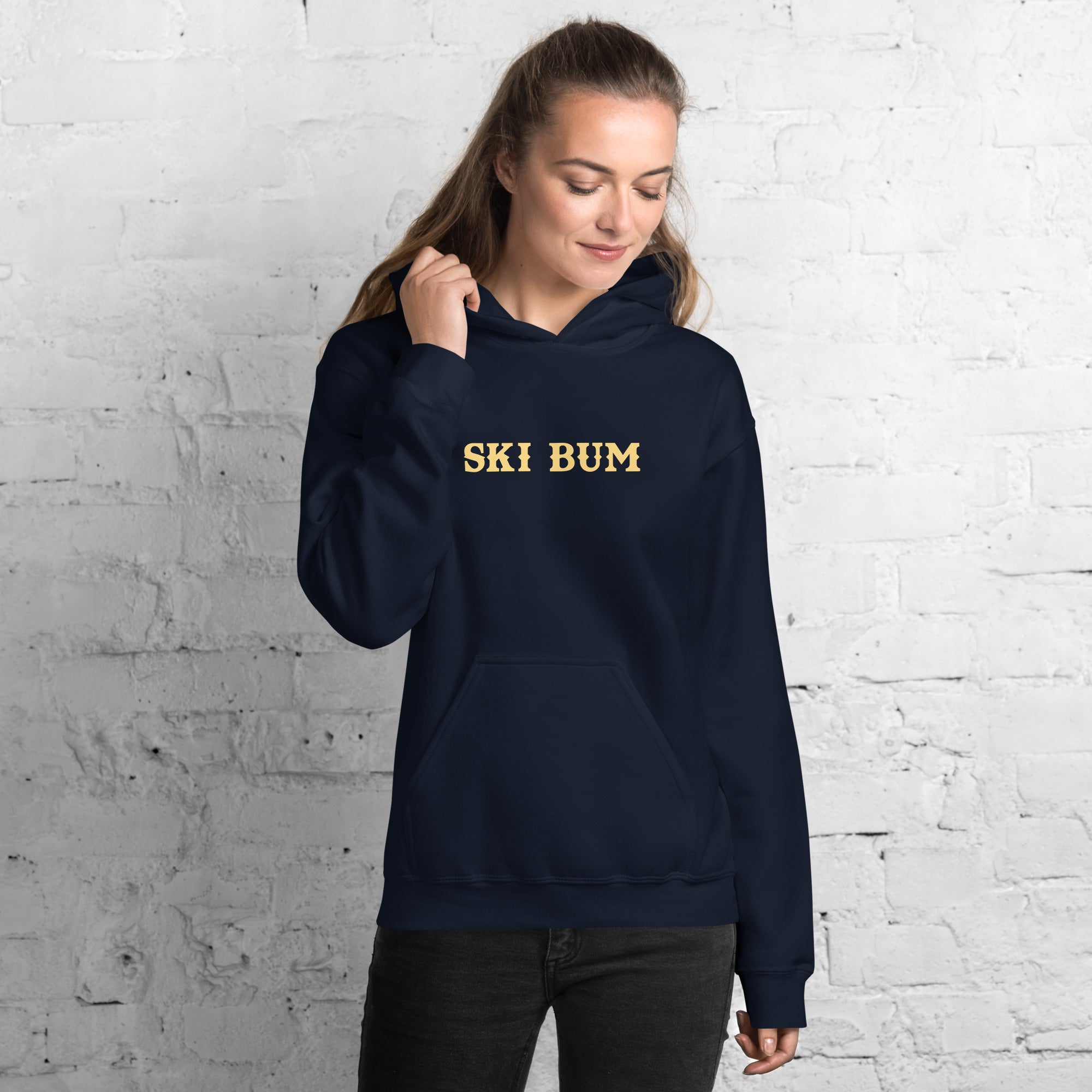 Unisex Hoodie Ski Bum on dark colors