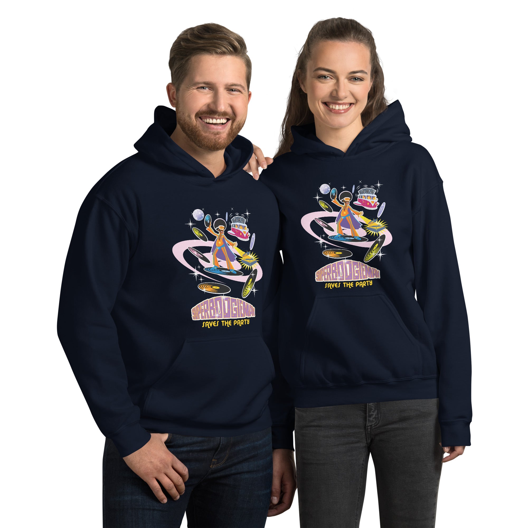 Unisex Hoodie Superboogieman Saves the Party on dark colors