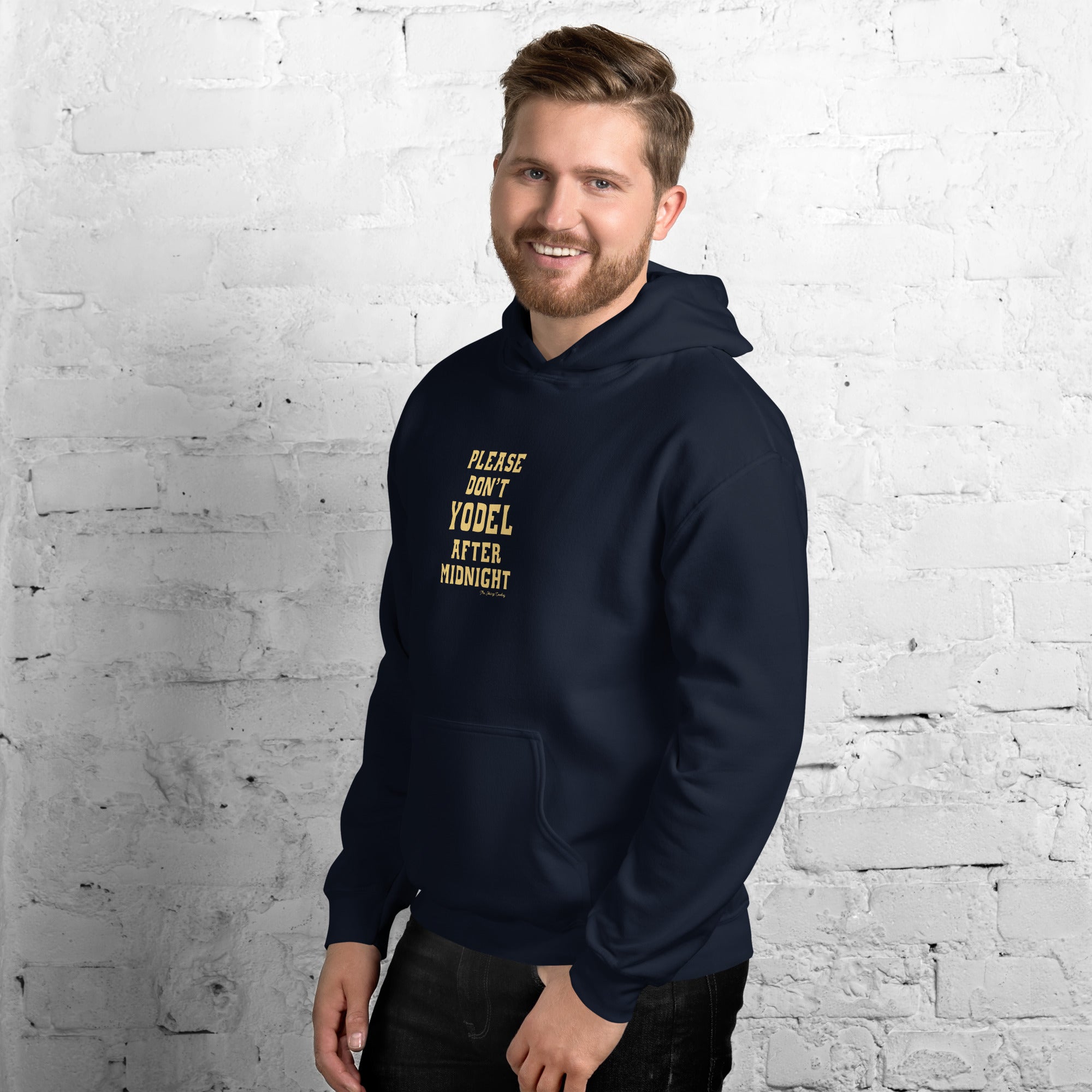 Unisex Hoodie Don't Yodel After Midnight on dark colors