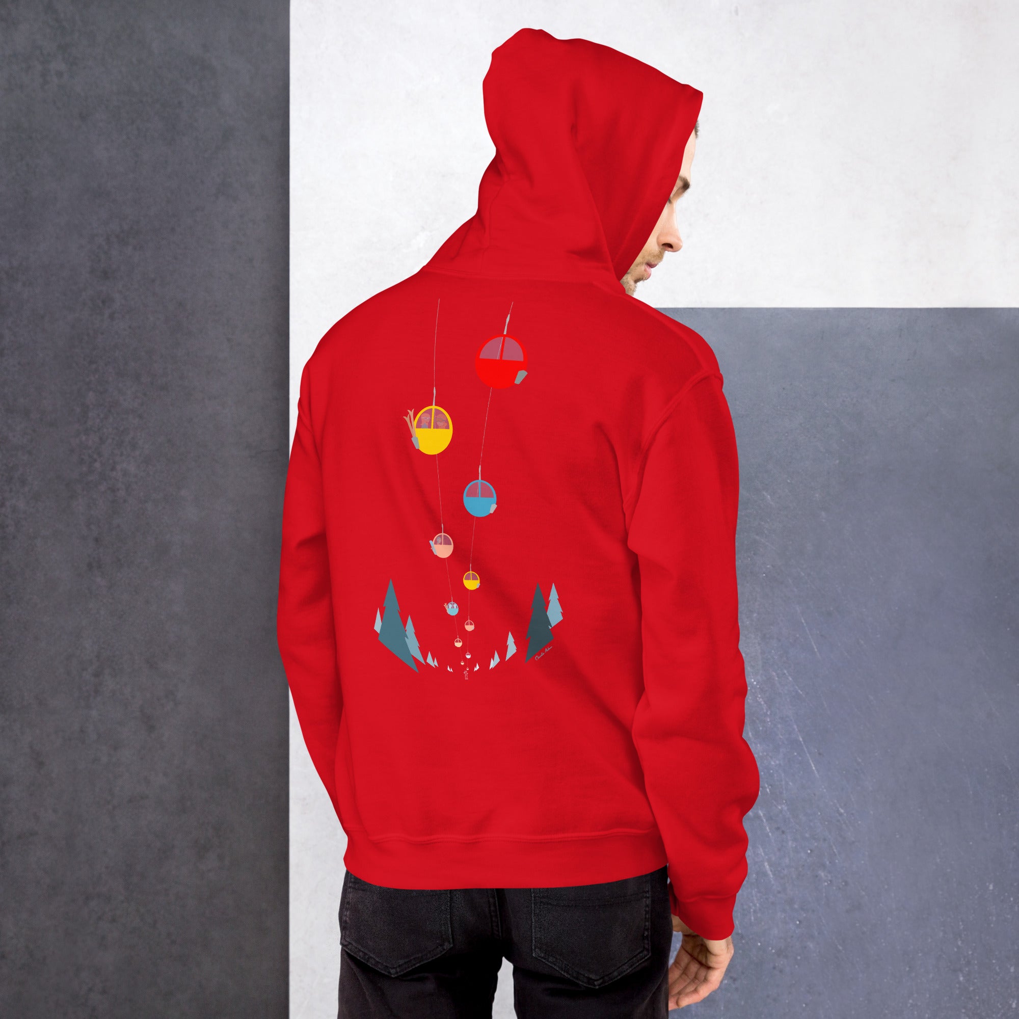 Unisex Hoodie Gondolas in the mist (front & back)